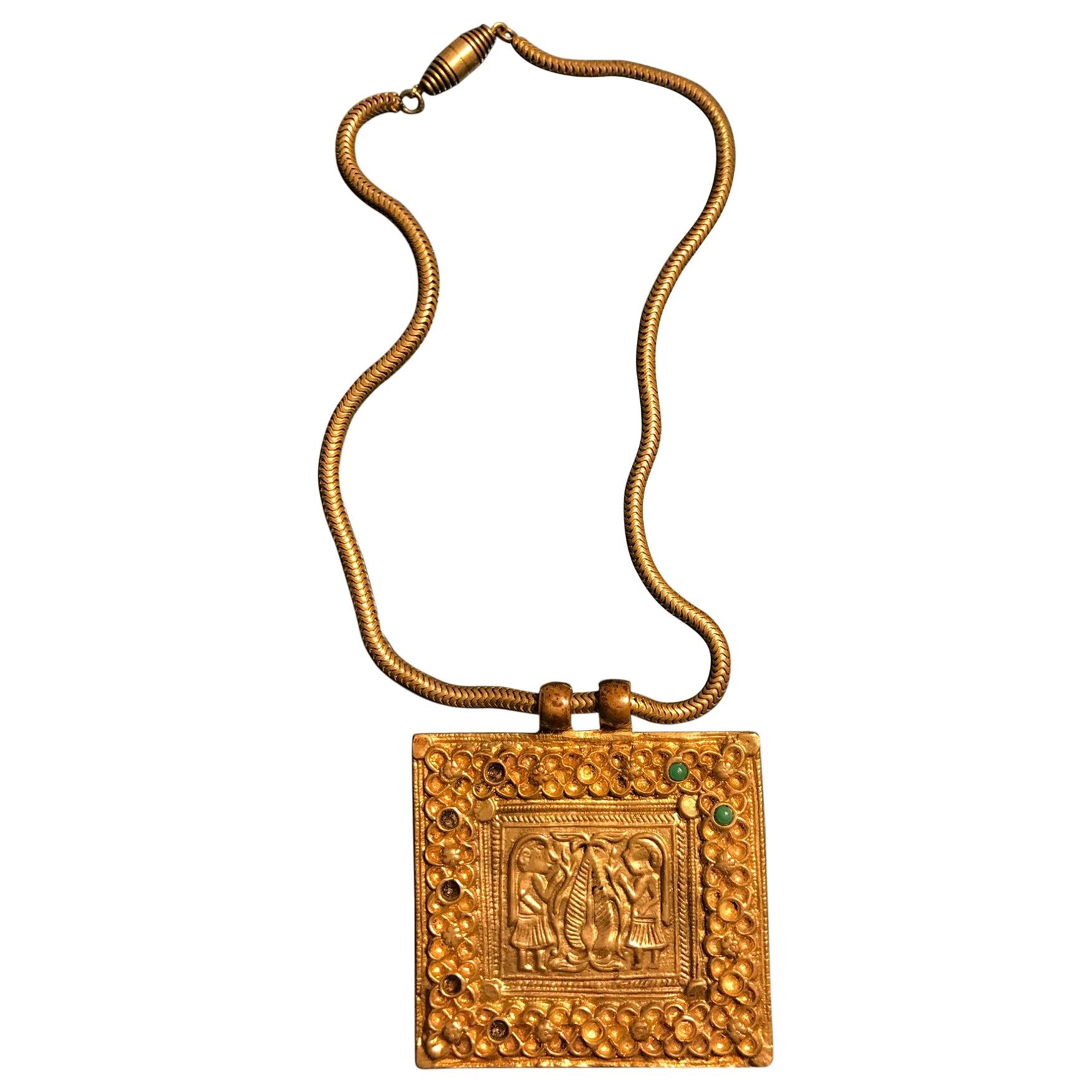 Collier en bronze doré ancien de Line Vautrin