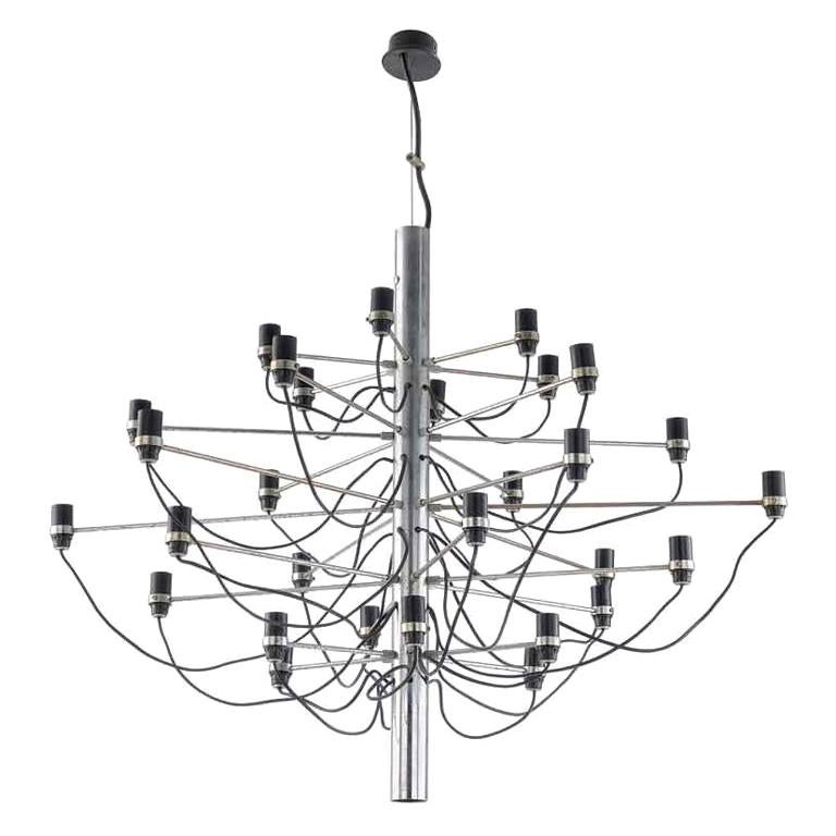 Early Gino Sarfatti for Arteluce Chrome Chandelier For Sale