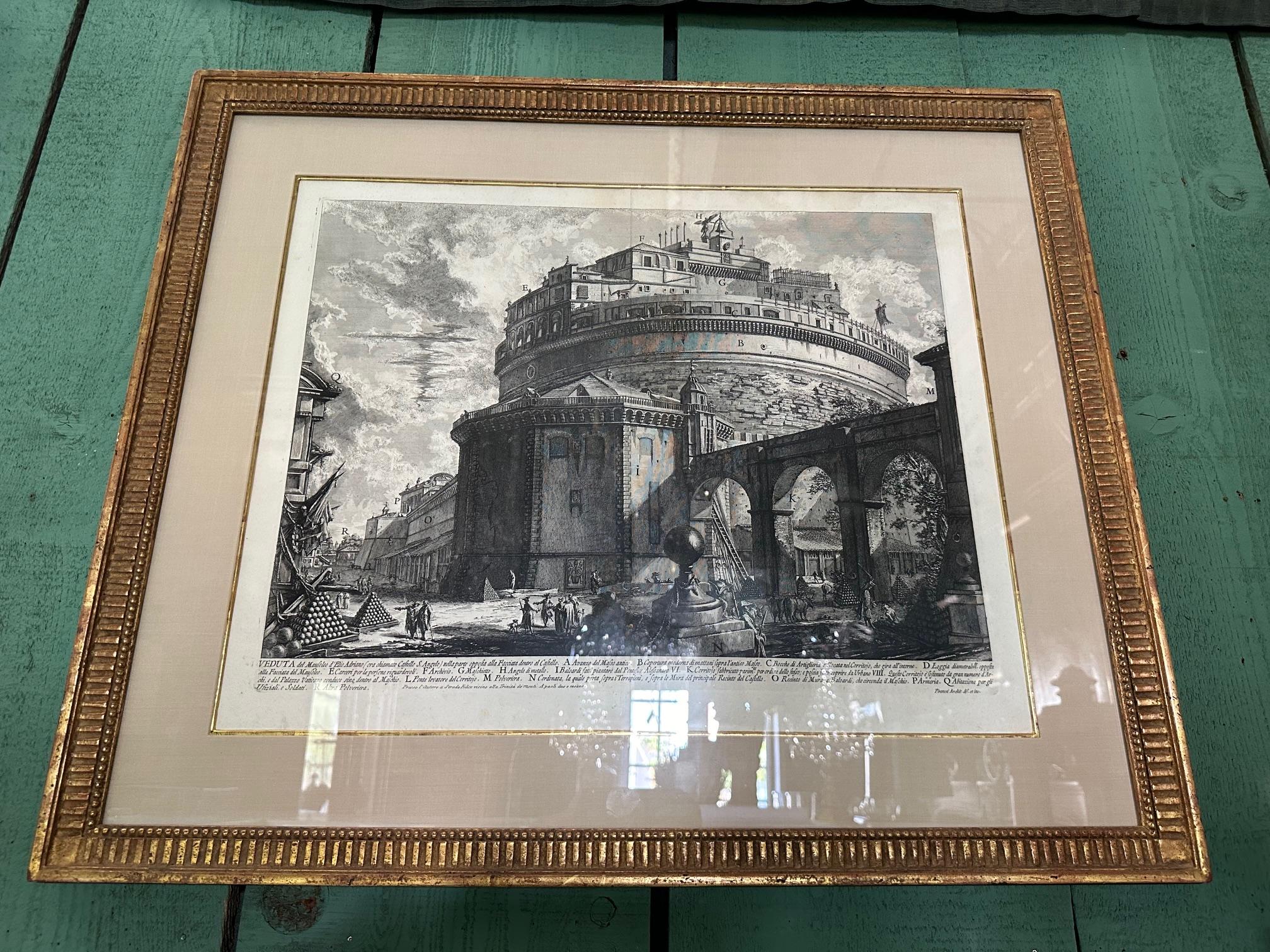 Giovanni Battista Piranesi Castel Sant'Angelo Veduti Di Roma Decorazione da parete. Grande acquaforte/incisione del XVIII secolo sulle rovine di Roma Una prima stampa di Castel Sant'Angelo di Giovanni Piranesi (1720-1778) Circa.1756 Collection'S : 