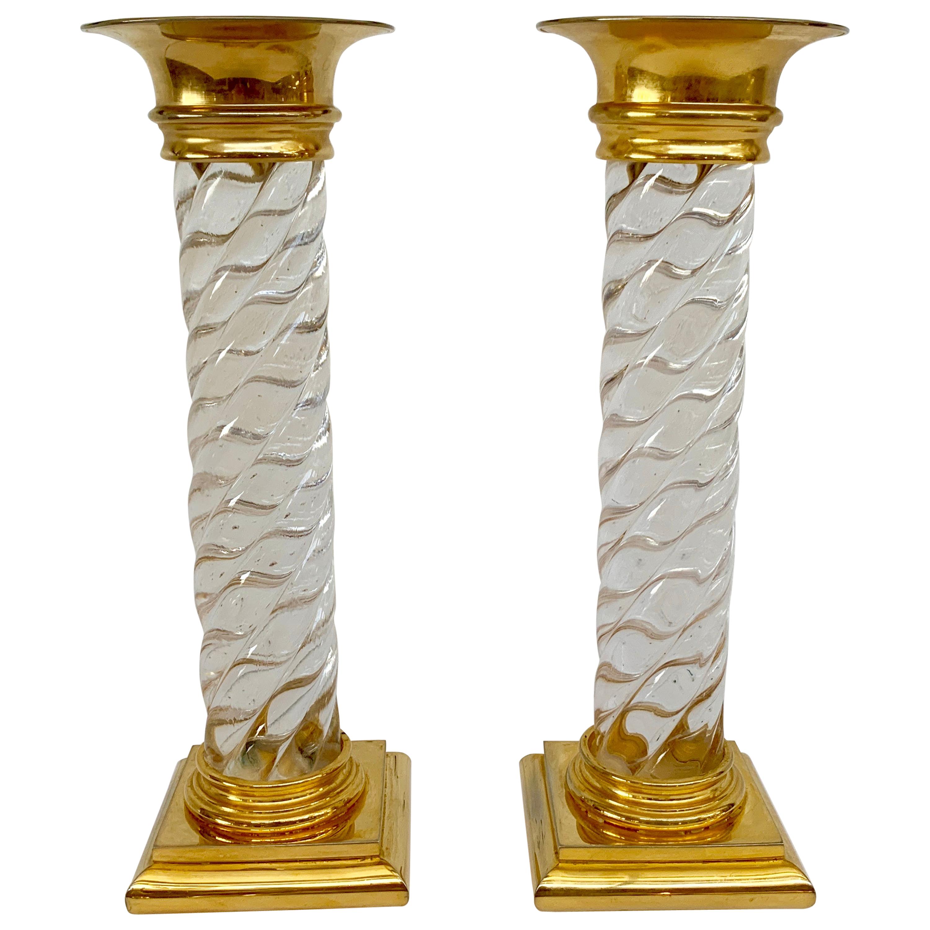 Early Glass and Ormolu Candlesticks For Sale