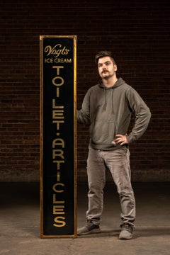 Early Gold Leaf Reverse On Glass Vogt's Ice Cream Sign