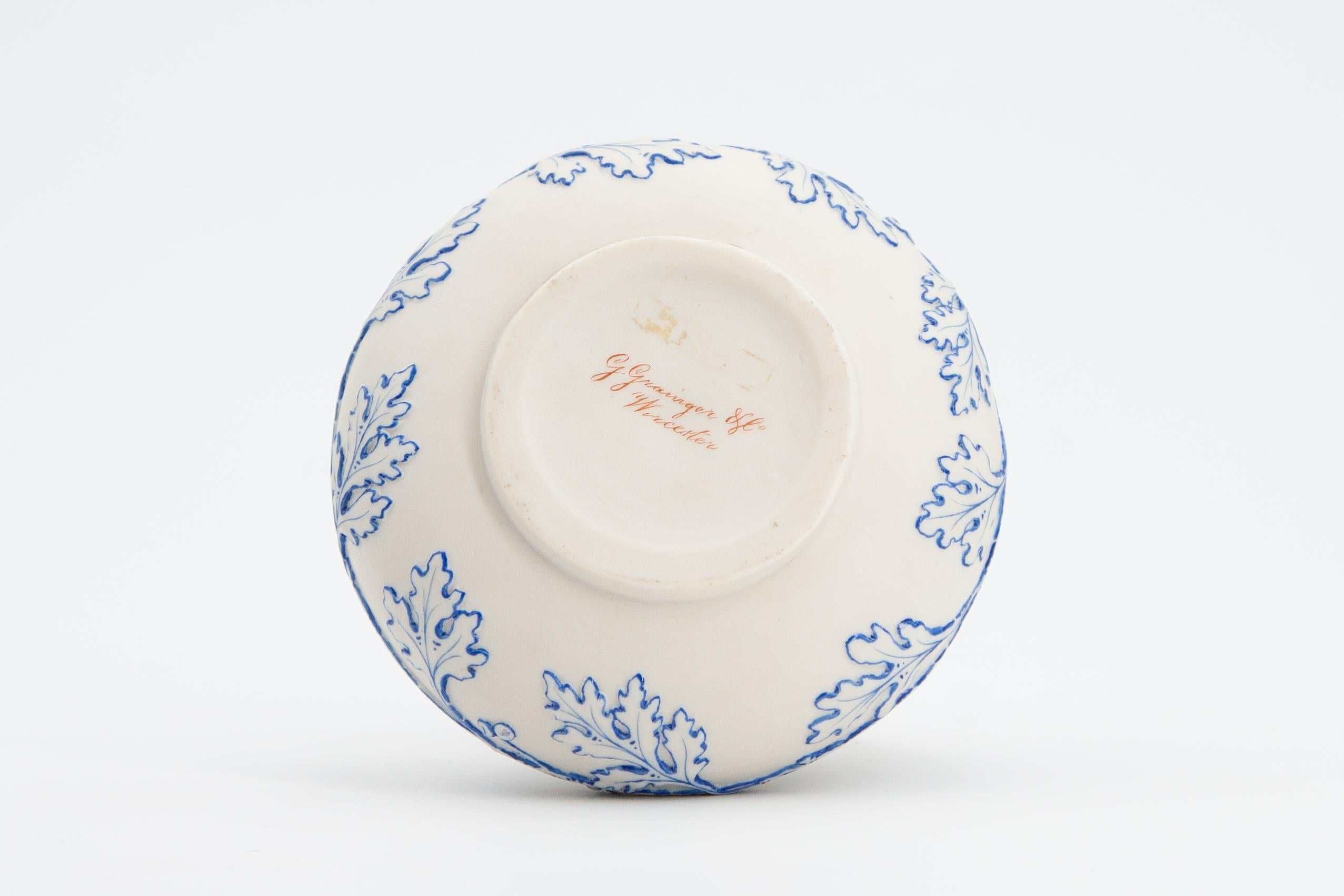Porcelaine Vase en porcelaine de Worcester bleu et blanc « Early Grainger Worcester » en vente