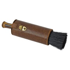 Early Gucci Leather and Bamboo Shoe Polish Case with Brush, Italy 1950s