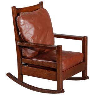 Early Gustav Stickley Arts and Crafts Mission Oak Slat Back Rocker ...