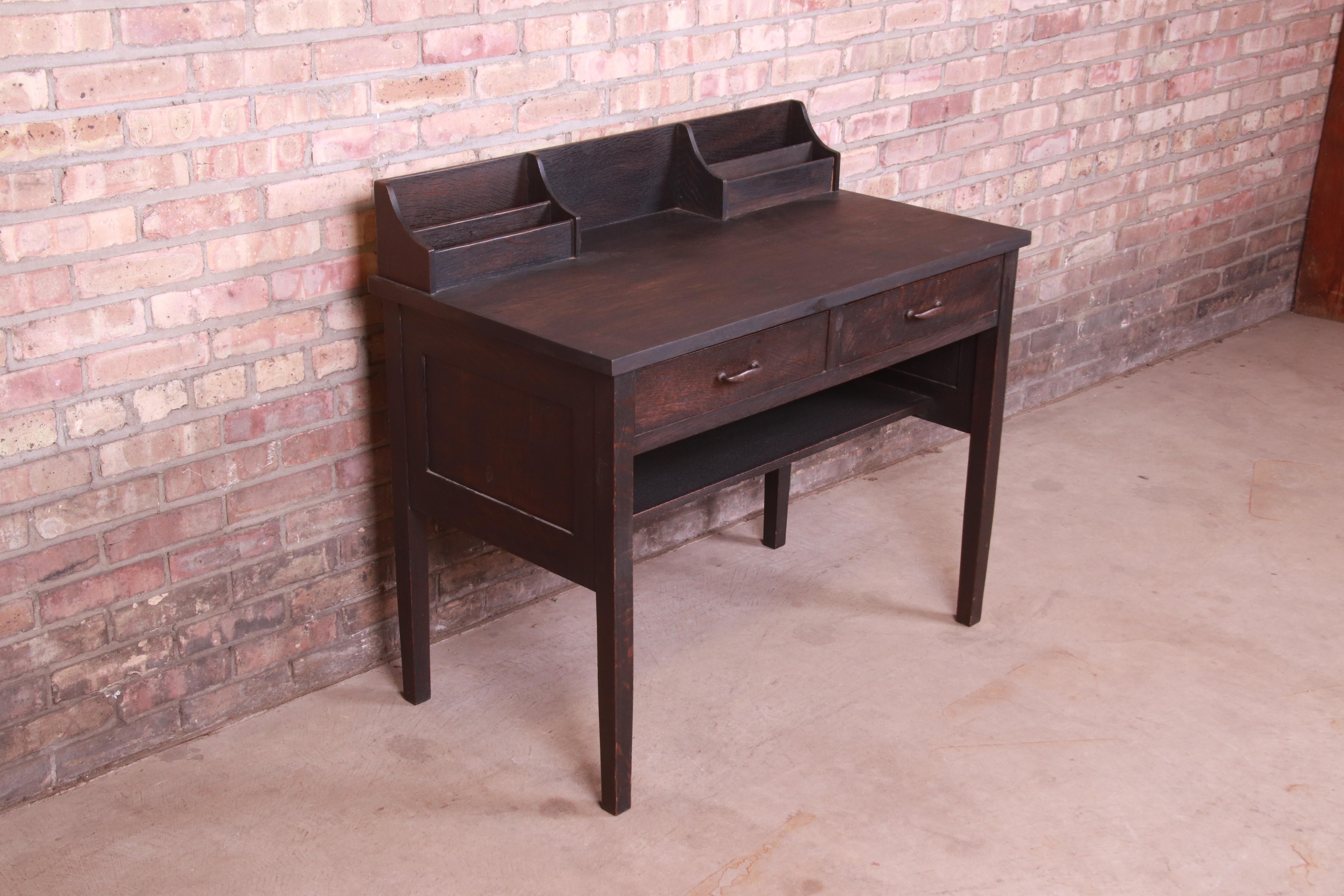 Arts and Crafts Early Gustav Stickley Ebonized Mission Oak Arts & Crafts Writing Desk For Sale