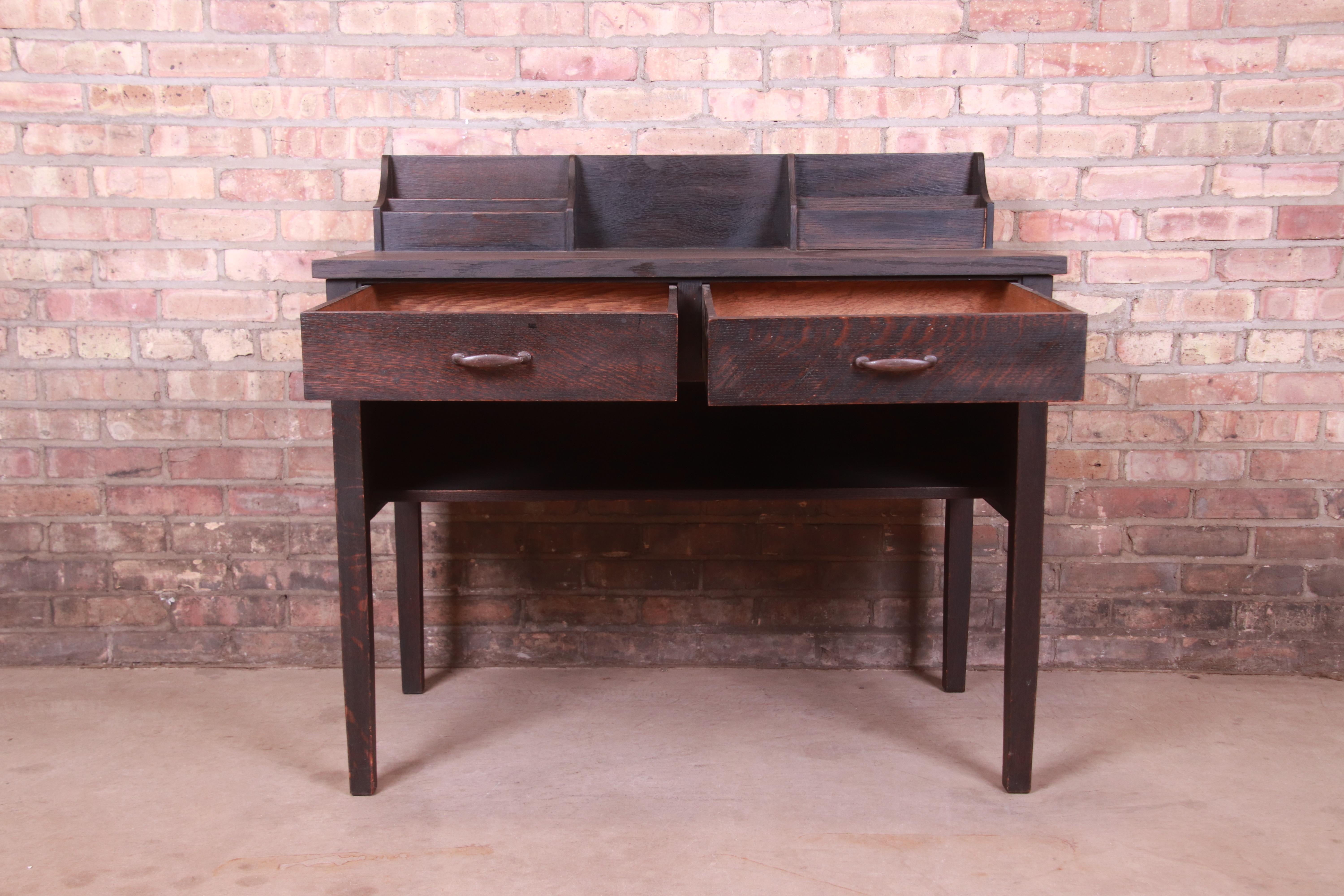 Early Gustav Stickley Ebonized Mission Oak Arts & Crafts Writing Desk In Good Condition For Sale In South Bend, IN