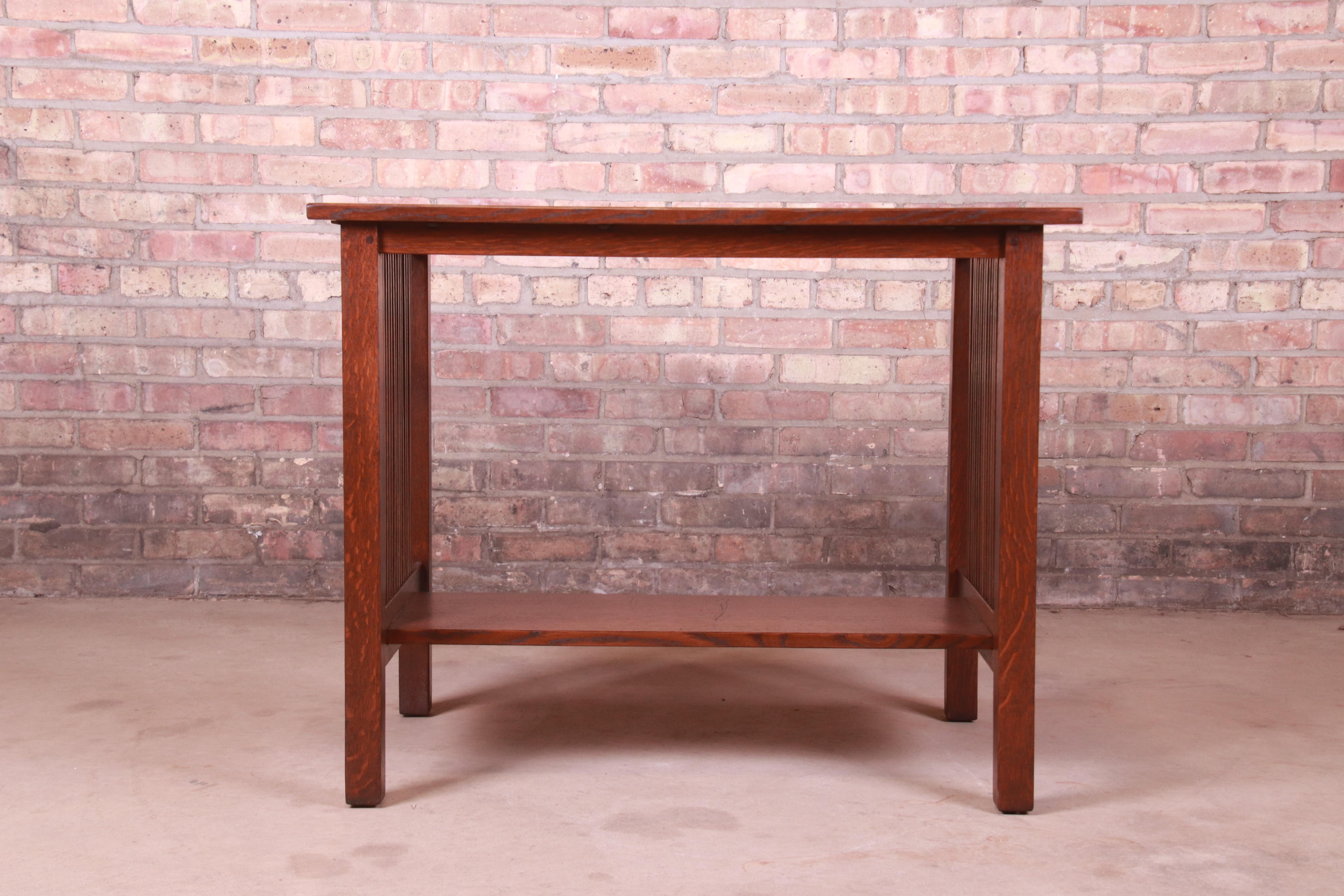 Early Gustav Stickley Mission Oak Arts & Crafts Library Table or Writing Desk For Sale 2