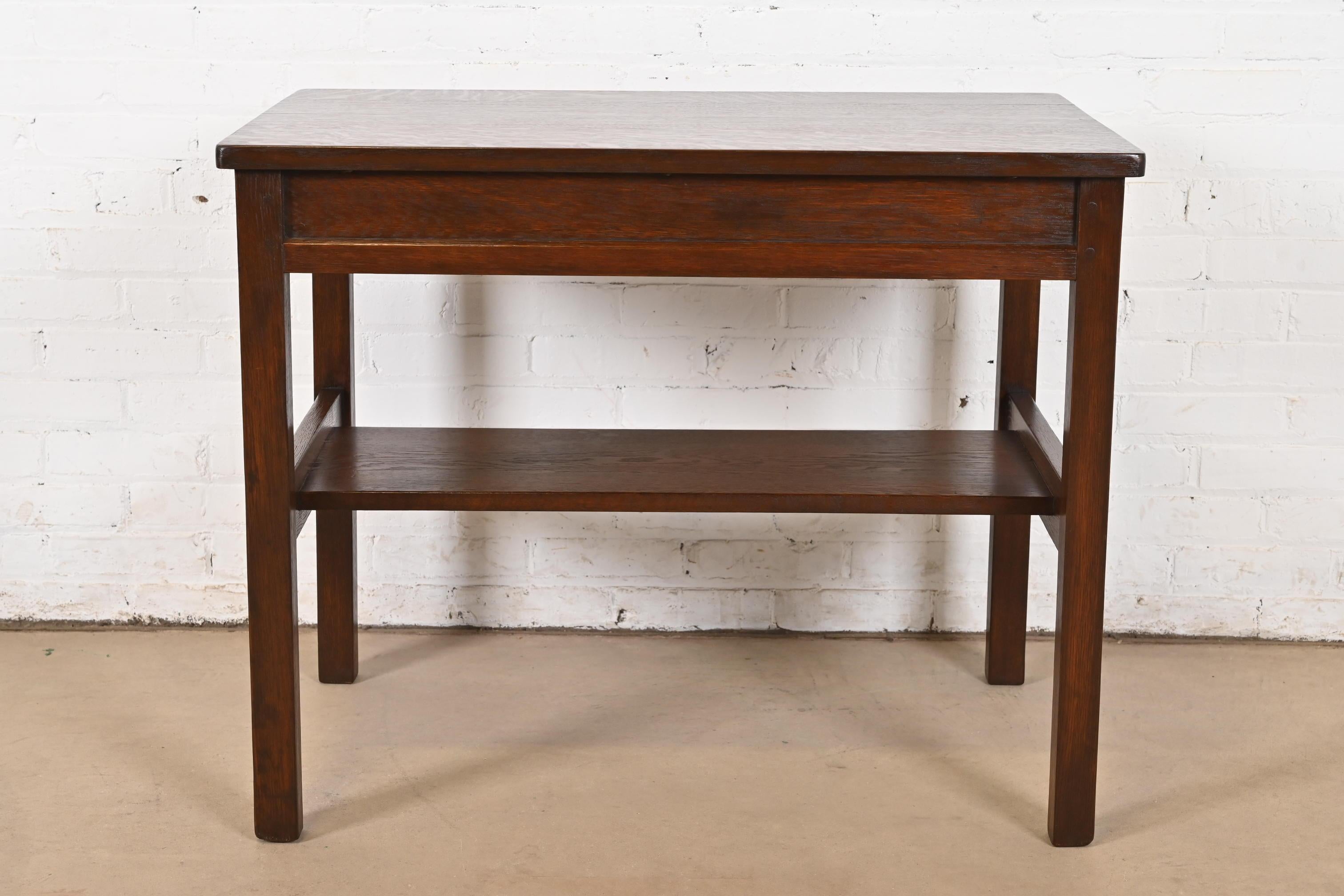 Früher Gustav Stickley Mission Eichenholz Arts & Crafts Schreibtisch oder Bibliothekstisch im Angebot 5