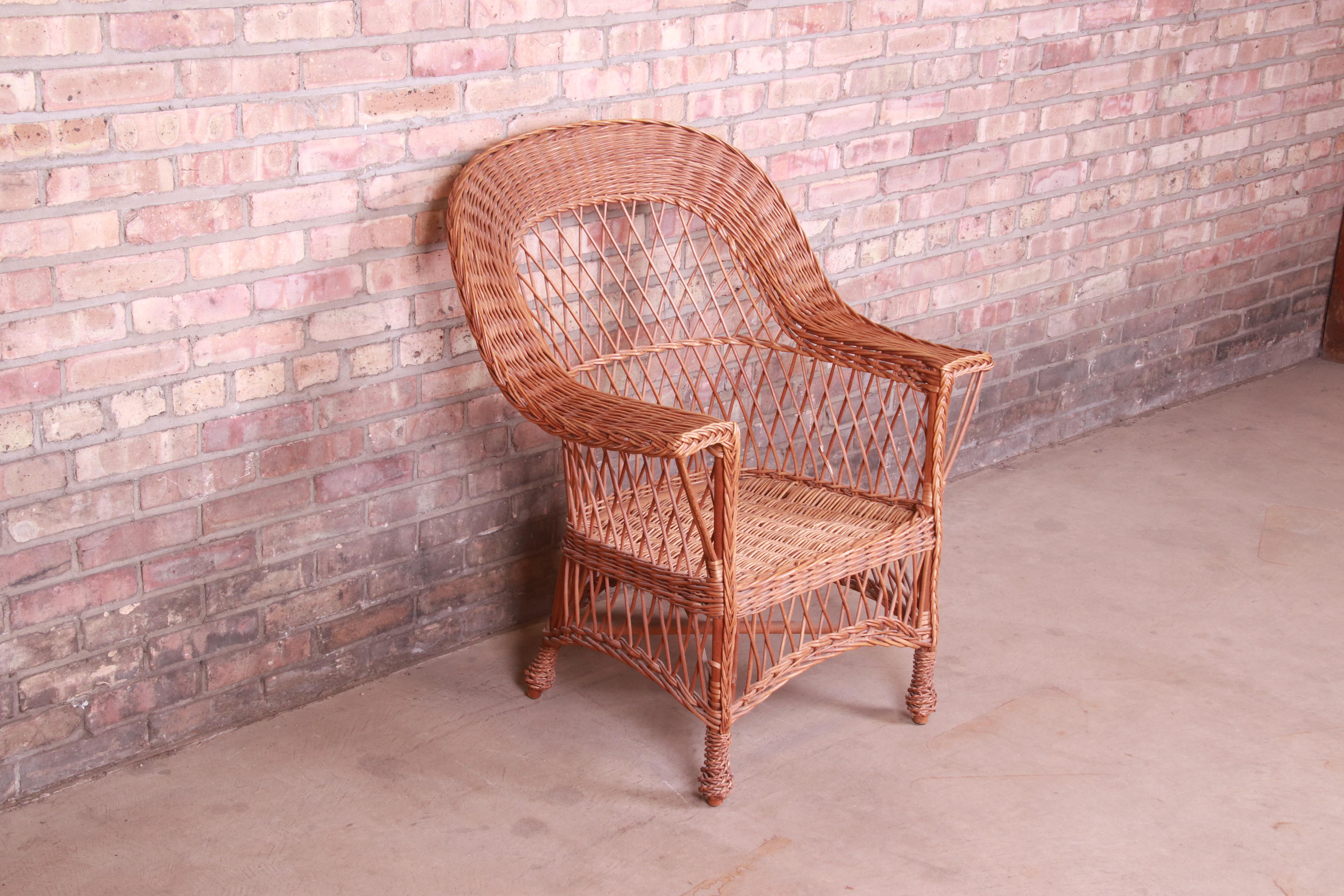 Early Gustav Stickley Willow Armchair, Circa 1904 In Good Condition In South Bend, IN