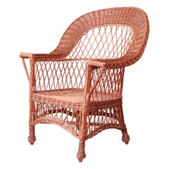 Antique Early Gustav Stickley Willow Armchair, Circa 1904