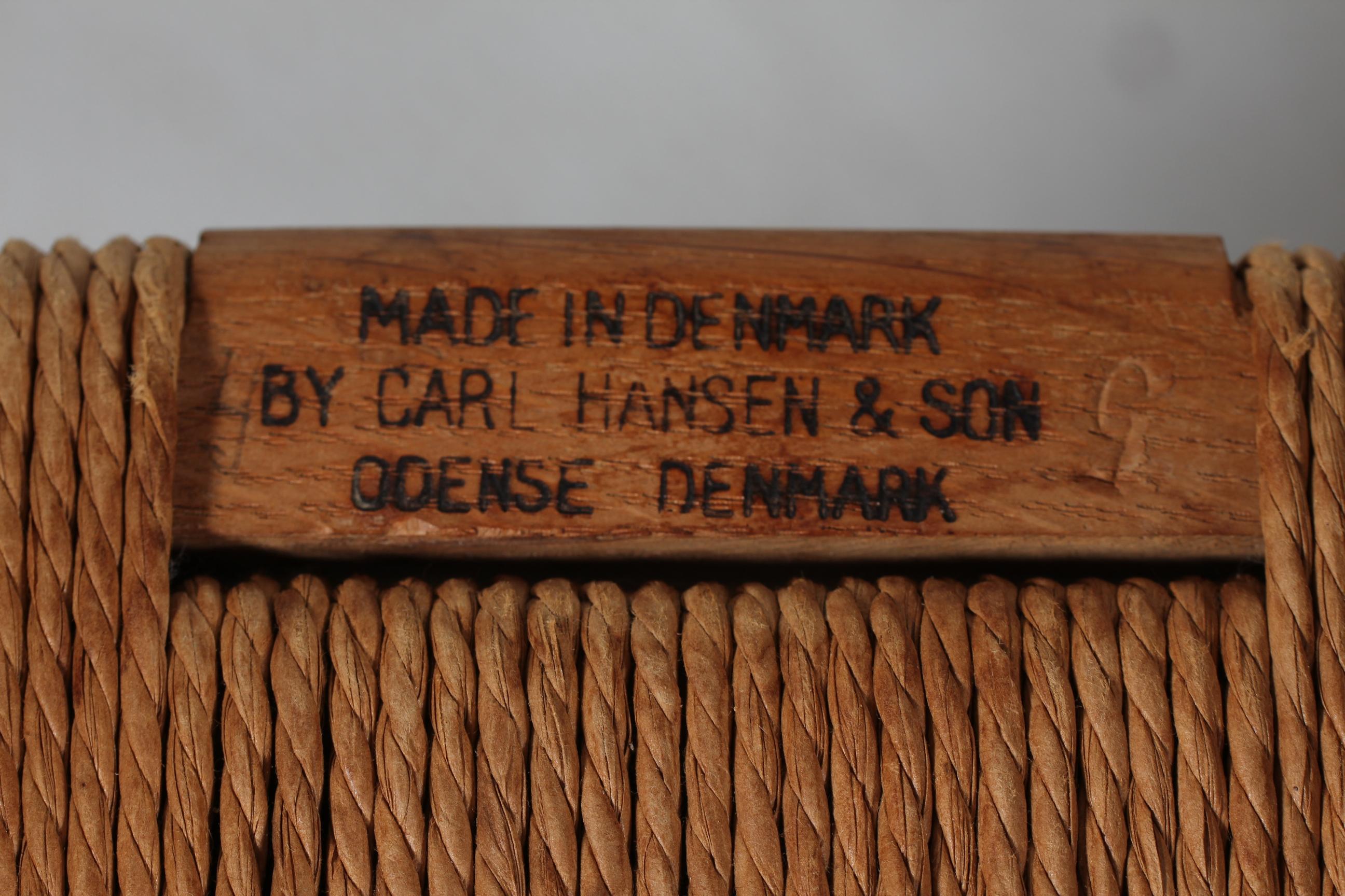 Early H. J. Wegner Pair Wishbone Chairs CH 24 of Oak by Carl Hansen & Son 1958 3