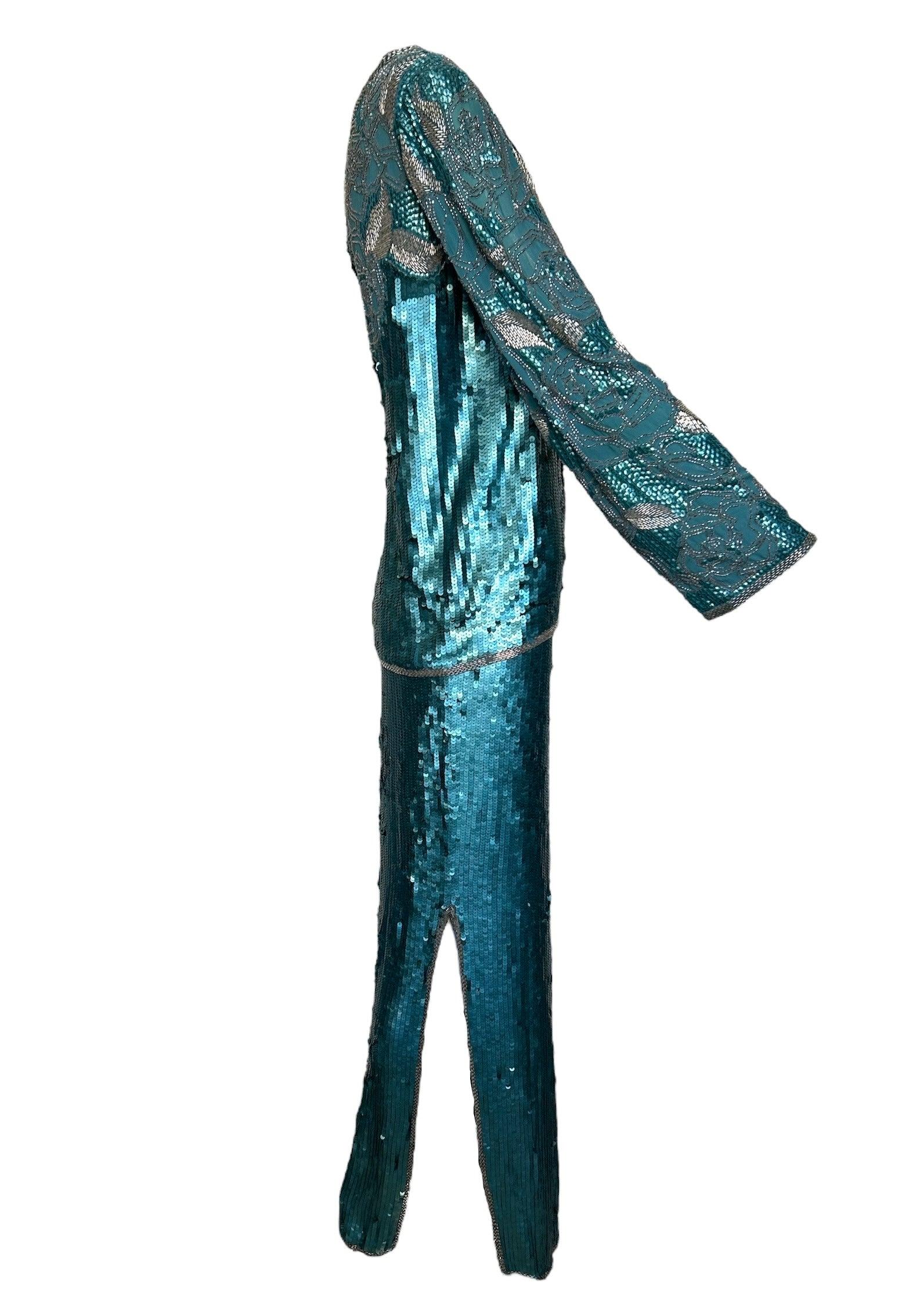 Ensemble de paillettes et de perles d'Halston, années 1980 Bon état - En vente à Los Angeles, CA
