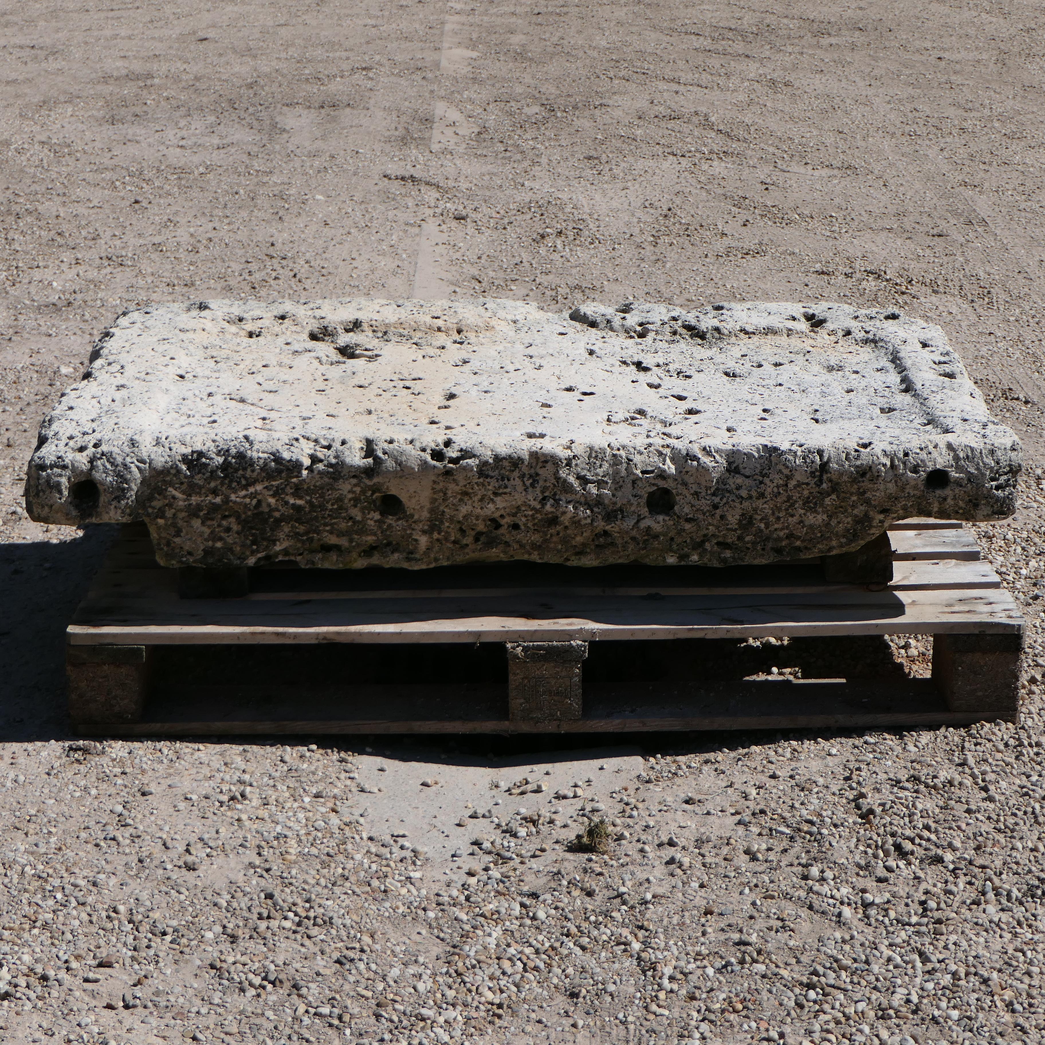 This exceptional antique stone sink, hand-carved from solid natural stone, features a richly textured surface and an extraordinary natural patina acquired over centuries.
Its weathered appearance and organic wear tell the story of its authentic use