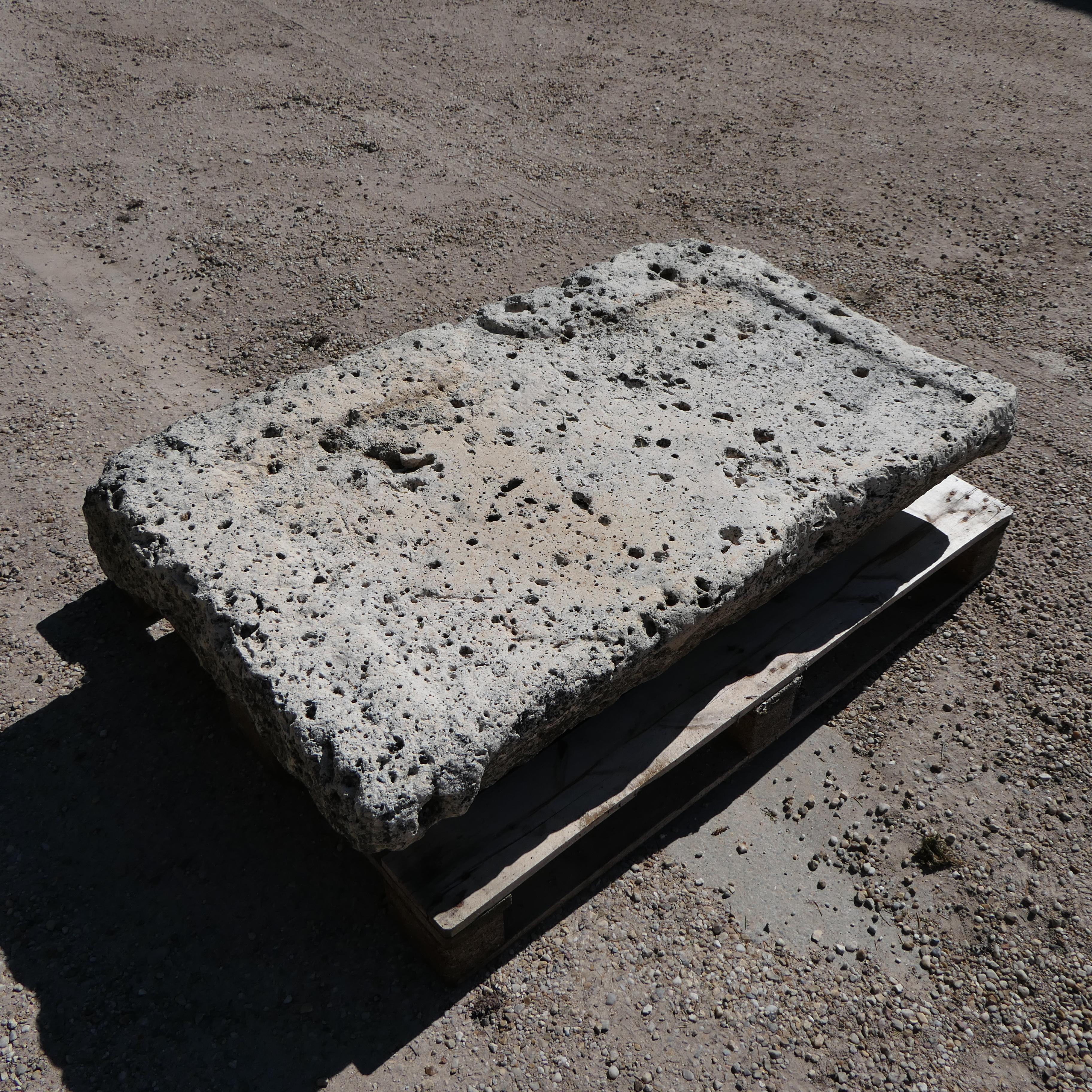 French Early Hand-Carved Stone Sink – Exceptional Weathered Surface For Sale