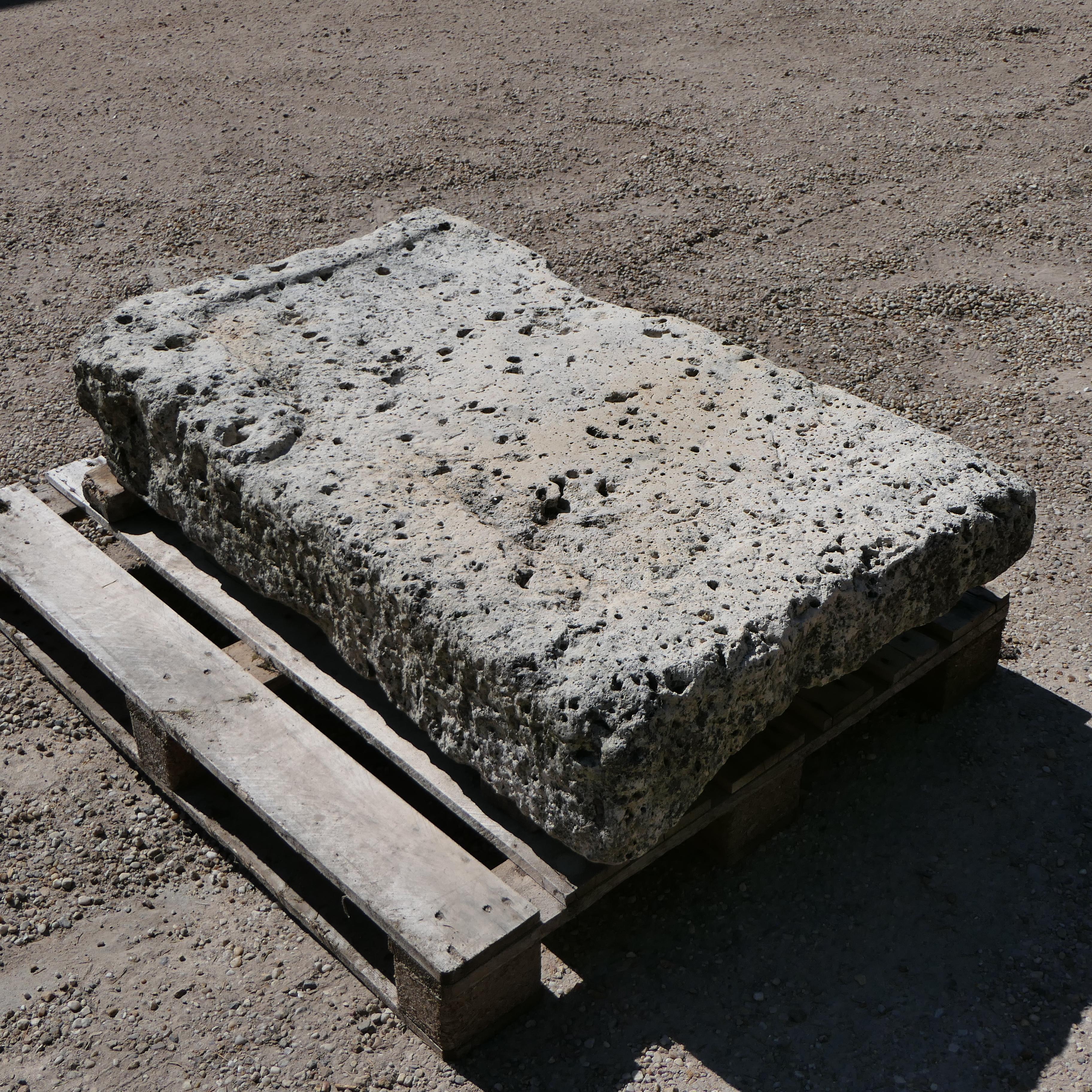Early Hand-Carved Stone Sink – Exceptional Weathered Surface For Sale 1