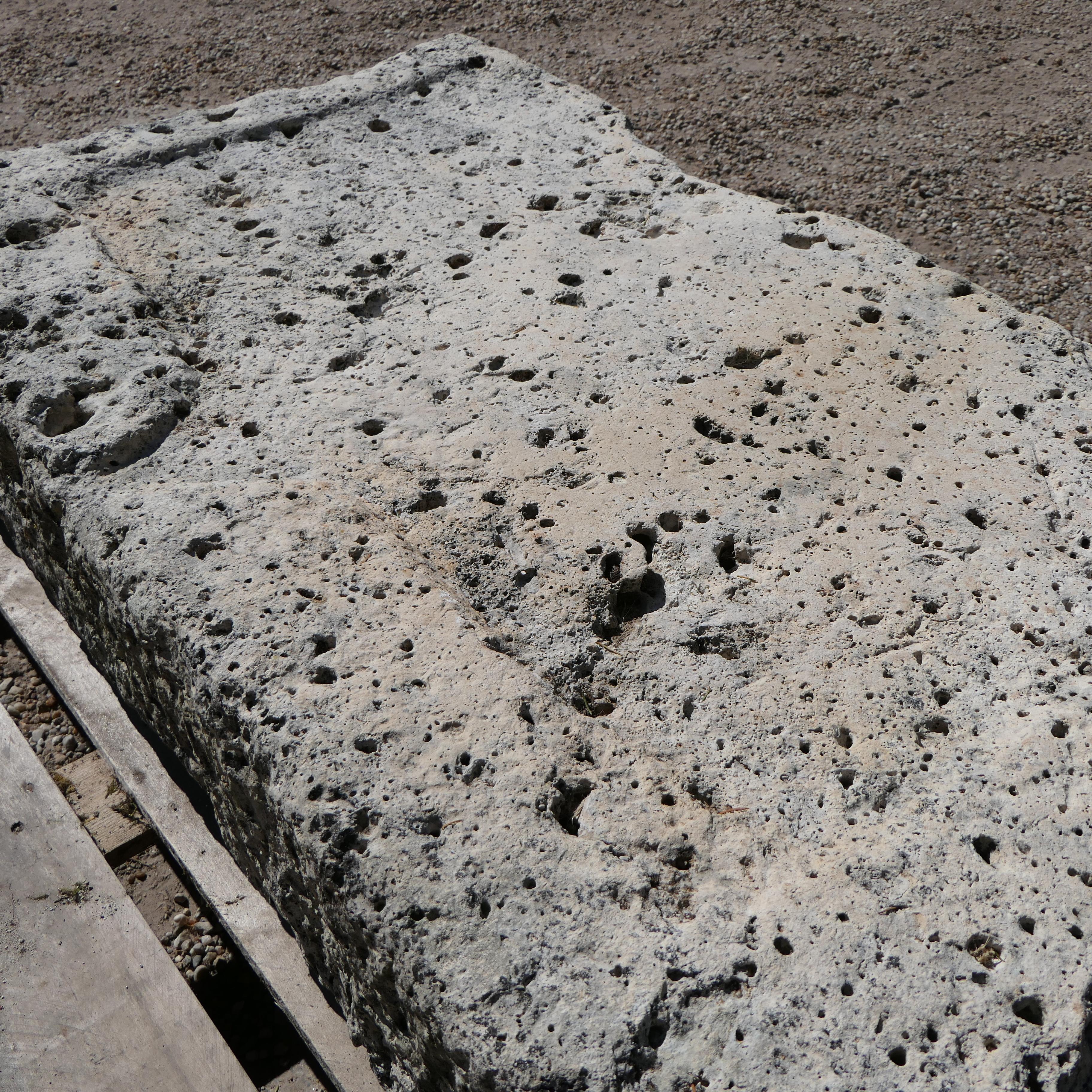Early Hand-Carved Stone Sink – Exceptional Weathered Surface For Sale 3