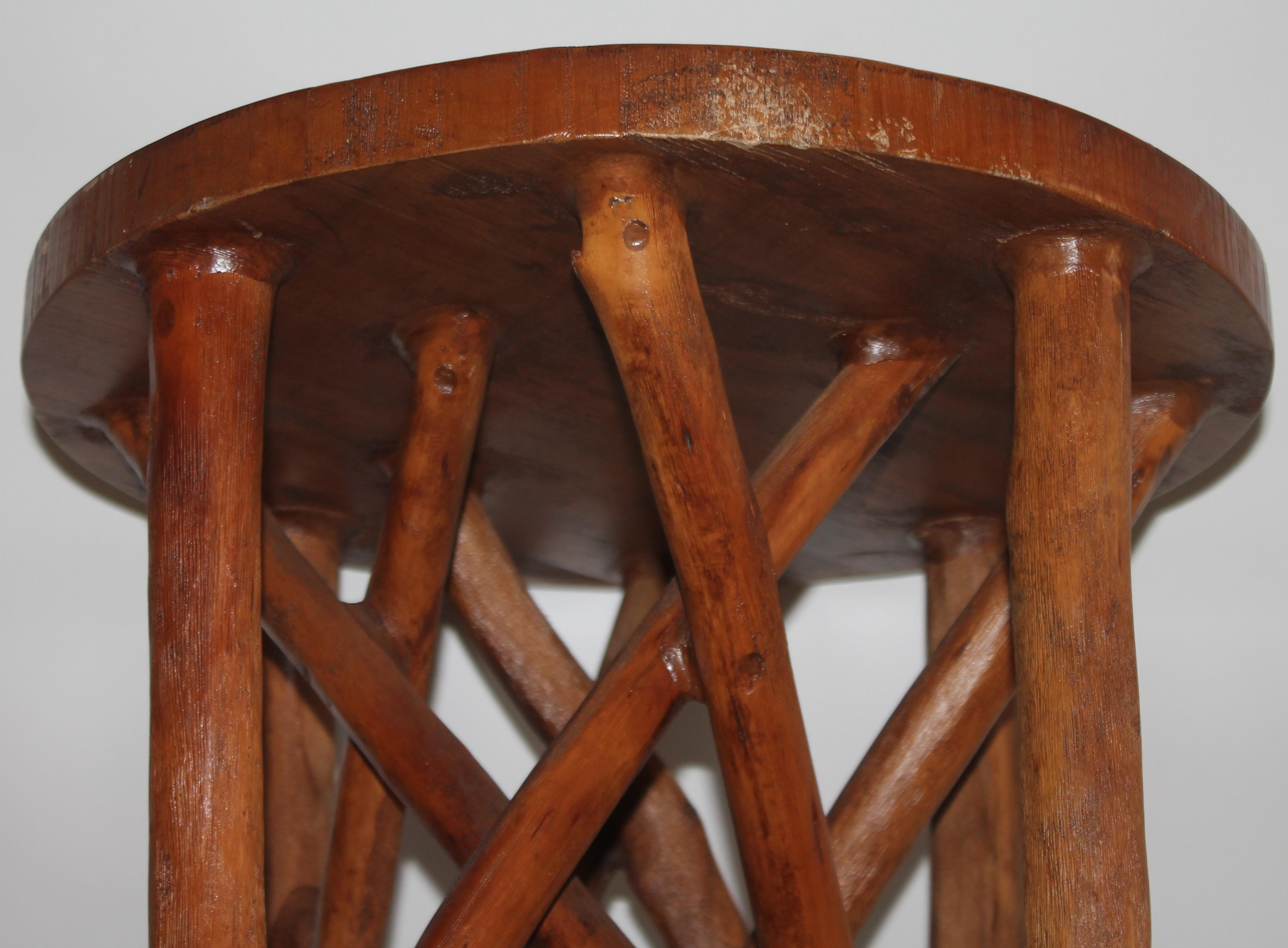Early Hand Made Cypress Side Table In Good Condition In Los Angeles, CA