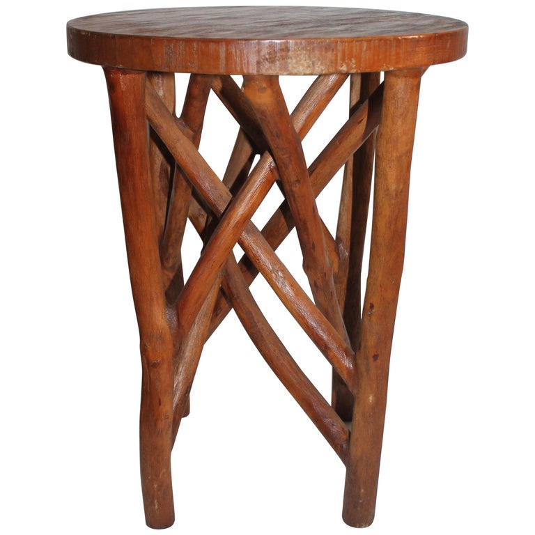 Early Hand Made Cypress Side Table at 1stDibs