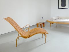 Early Hand Signed Bruno Mathsson "Pernilla Chaise" Longue in Leather Sweden 1942
