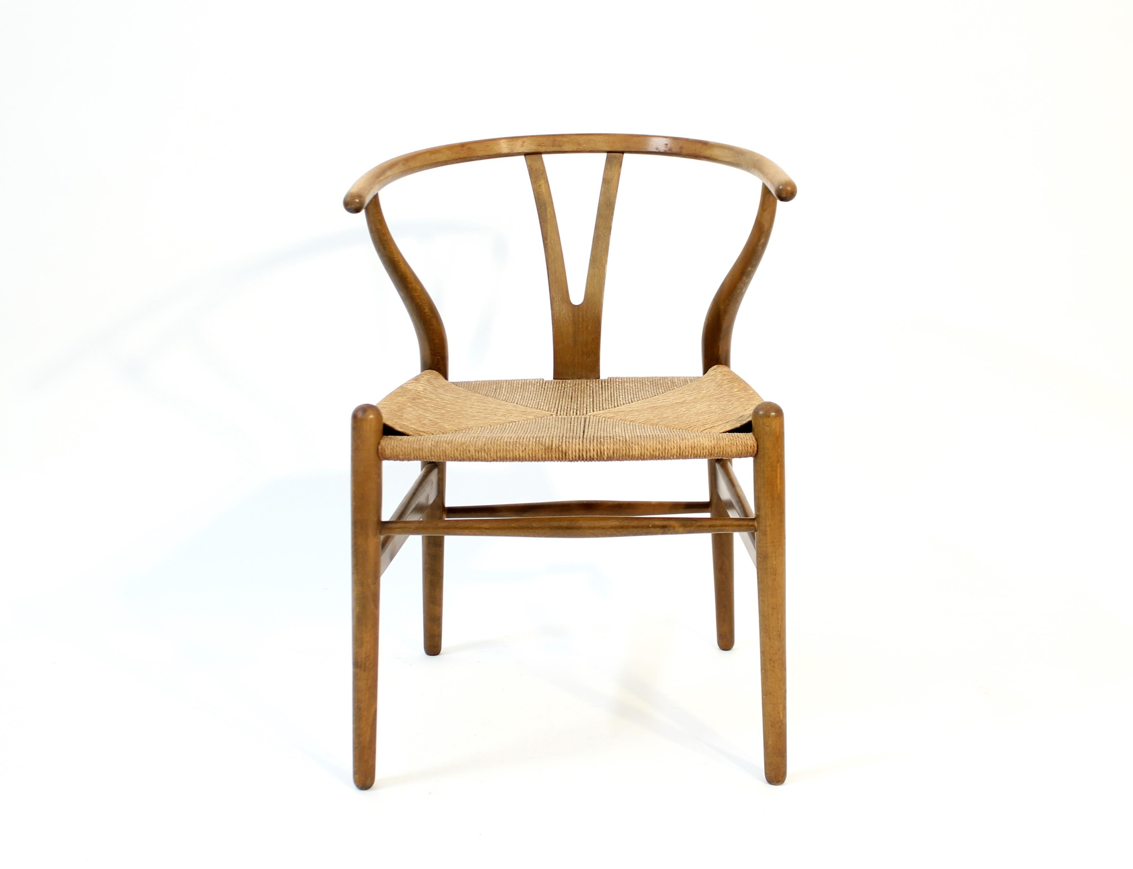 Principios de Hans J. Wegner, modelo CH24, silla Wishbone, Carl Hansen & Søn, años 60 Danés