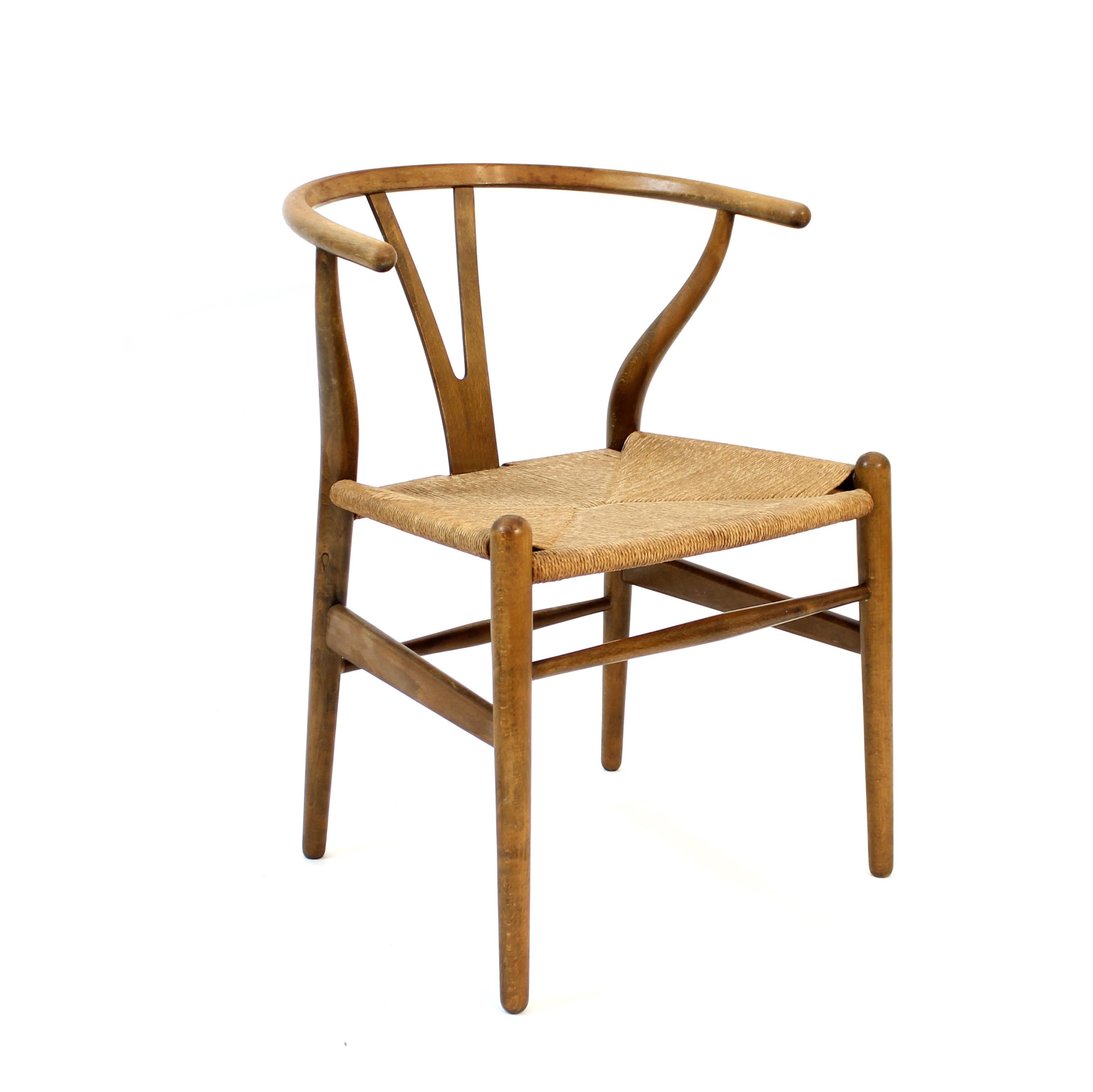 Papercord Early Hans J. Wegner, model CH24, Wishbone chair, Carl Hansen & Søn, 1960s For Sale