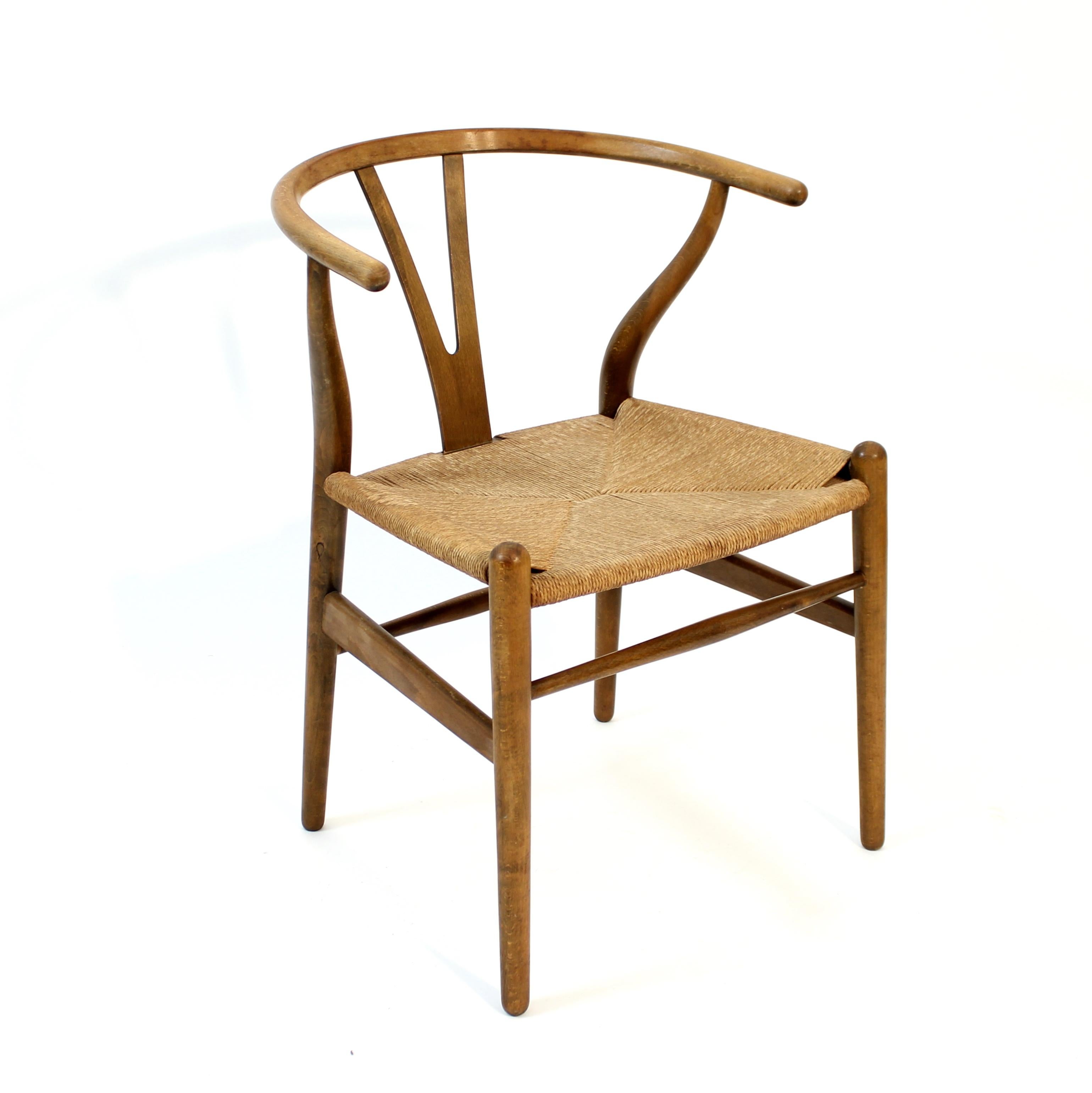 Principios de Hans J. Wegner, modelo CH24, silla Wishbone, Carl Hansen & Søn, años 60 1