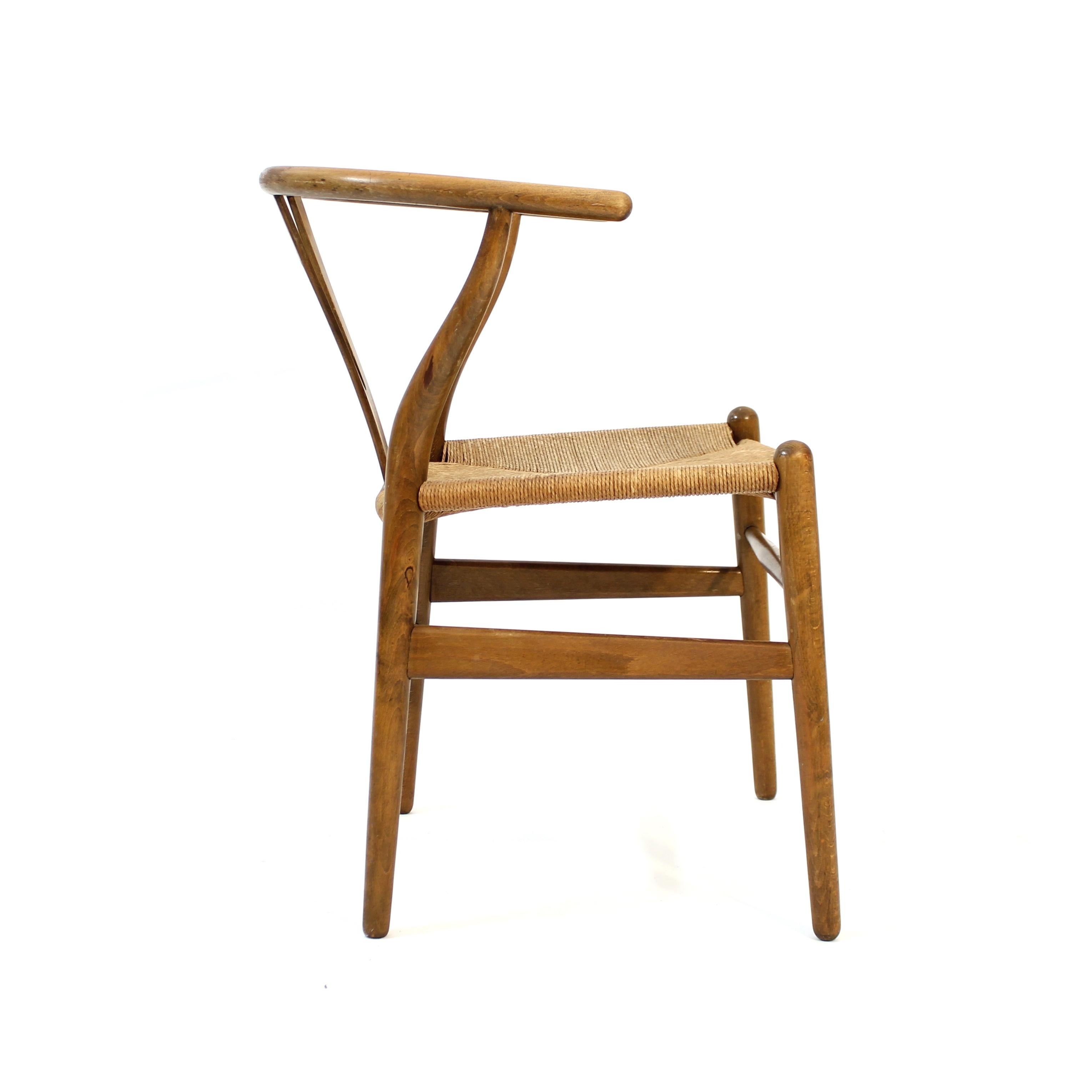 Principios de Hans J. Wegner, modelo CH24, silla Wishbone, Carl Hansen & Søn, años 60 2