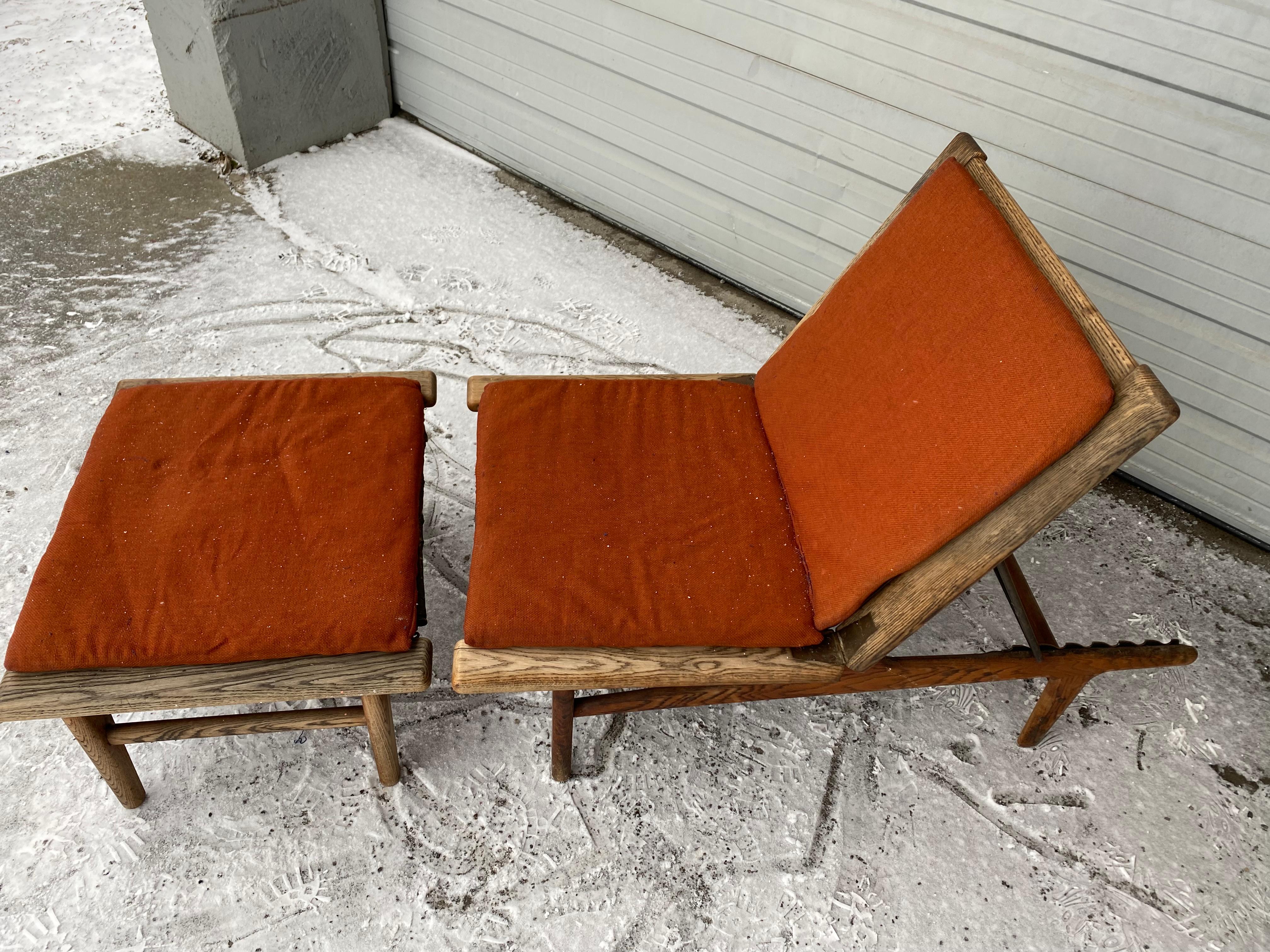 Extremely rare 1st year production daybed, chaise lounge designed by Hans Werner manufactured by Getama, Retains original burn in label, I have decided to sell this piece in its original unmolested condition, honest wear consistent with age,