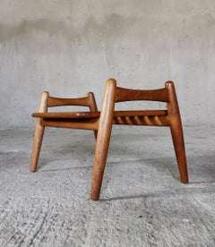 Early Hans J. Wegner Solid Oak GE-240 "Cigar" Stool / Ottoman for Getama Denmark