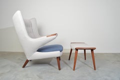 Early Hans Wegner AP-19 Papa Bear Chair and Ottoman in Teak