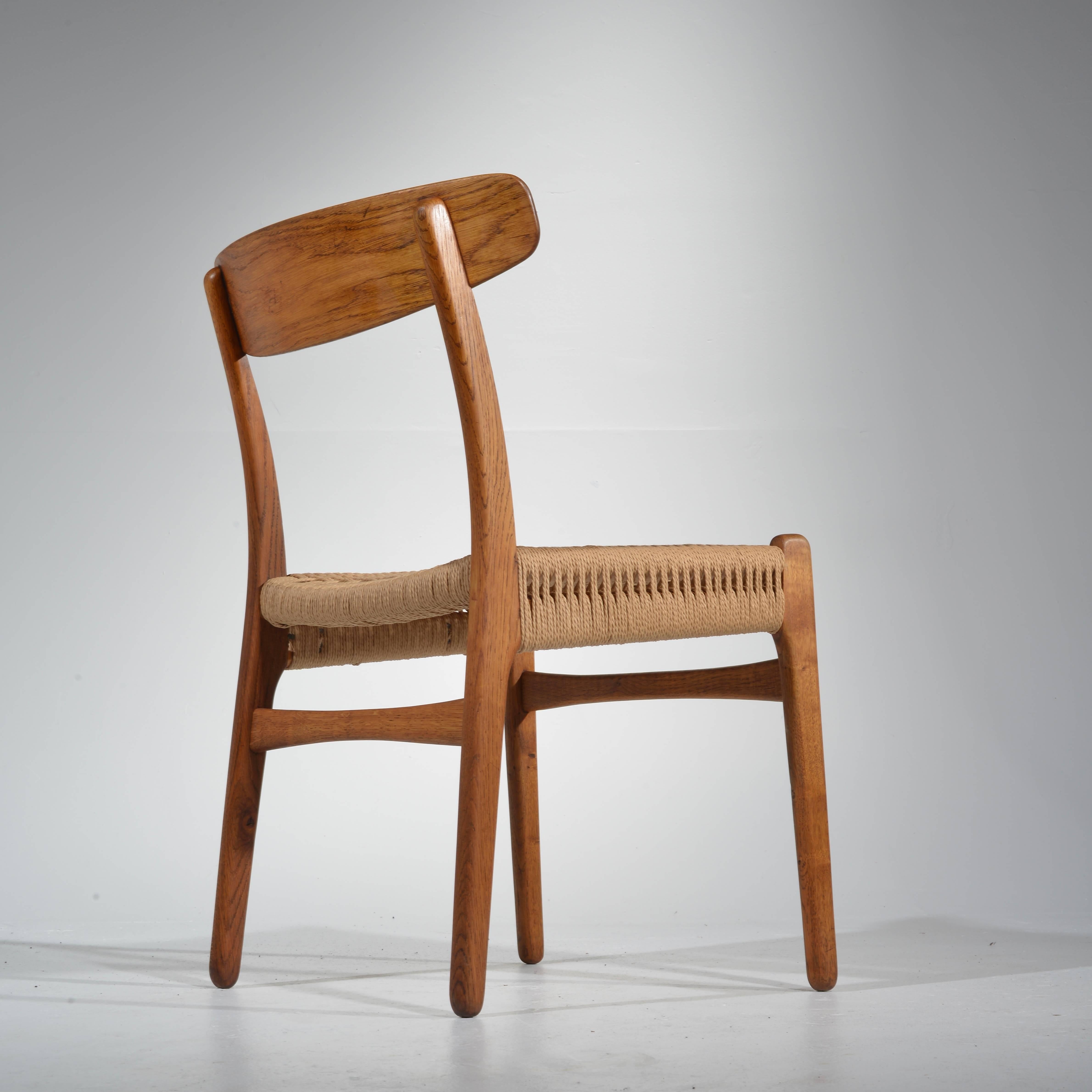 Early Hans Wegner Dining Chairs Model CH-23 by Carl Hansen & Son, Denmark In Good Condition For Sale In Los Angeles, CA
