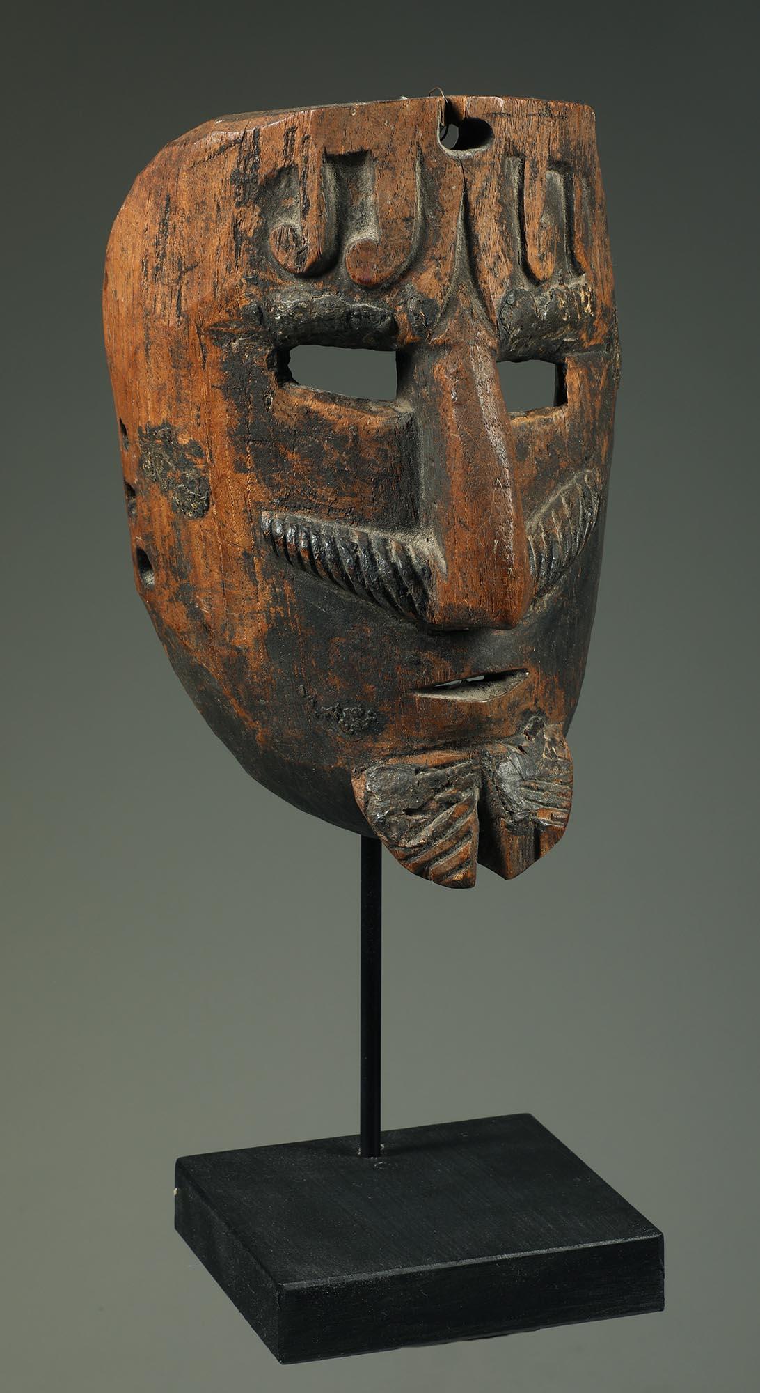 20th Century Early Hardwood Mexican Mask, Man With Moustache and Beard early 20th century For Sale