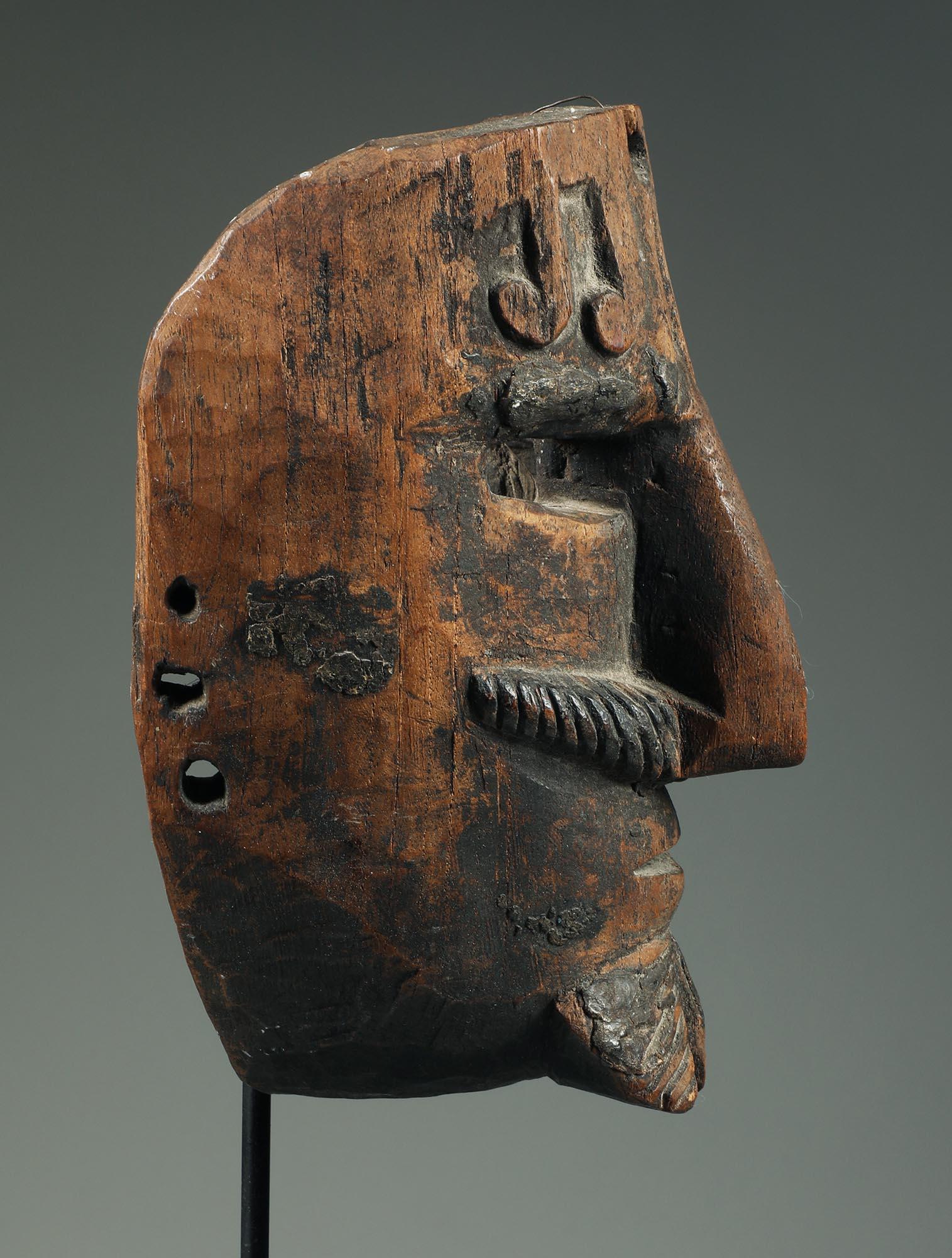 Organic Material Early Hardwood Mexican Mask, Man With Moustache and Beard early 20th century For Sale