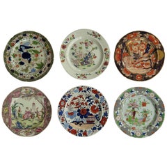 Set di sei piatti da portata in pietra da stiro Mason's Ironstone, alcuni modelli rari