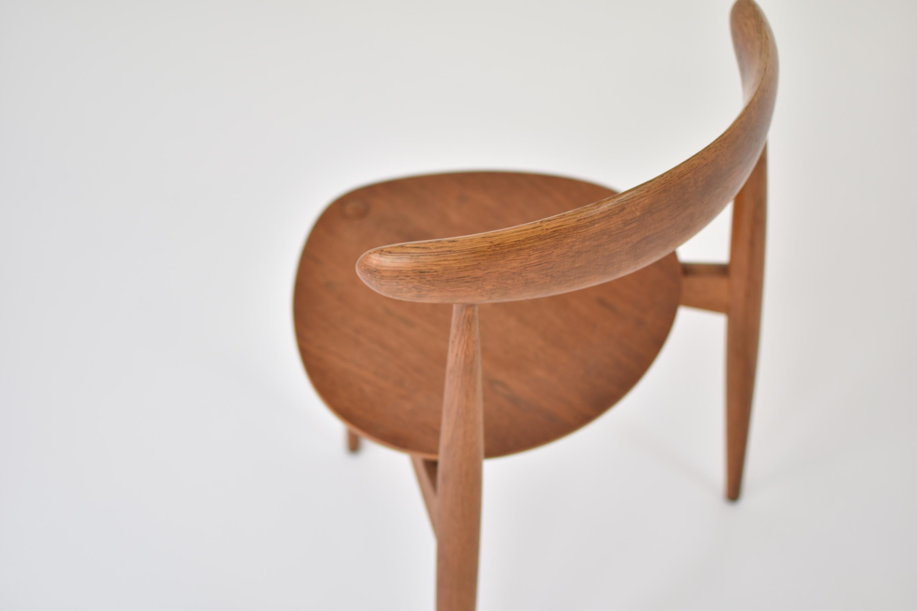 Teak Early ‘Heart’ Side Chair by Hans J. Wegner for Fritz Hansen, Denmark, 1952