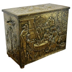 Early Heavily Embossed Brass Box  This is a large and heavy chest  