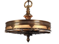 Early Heavy Bronze Bank Chandeliers