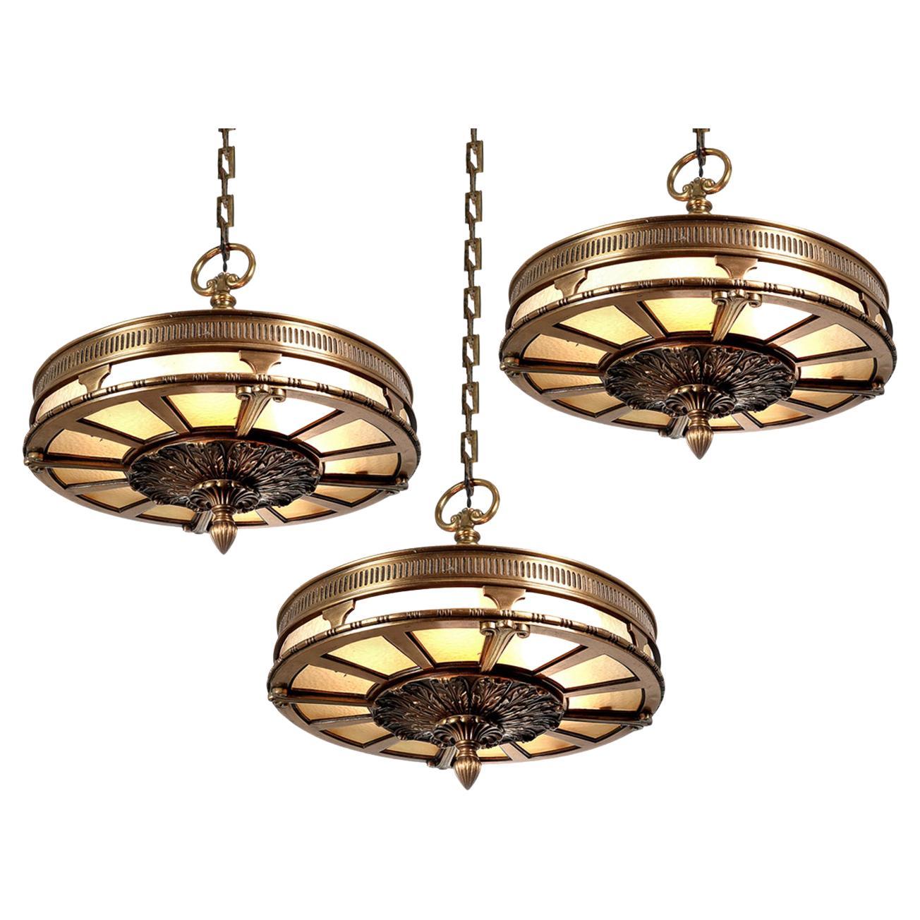 A heavy bronze 6light chandelier of very good quality. For Sale at 1stDibs