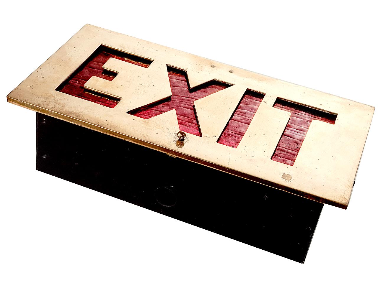 Industrial Early Heavy Bronze EXIT Signs For Sale