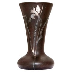 Early Heintz Bronze Vase with Sterling Silver Overlay