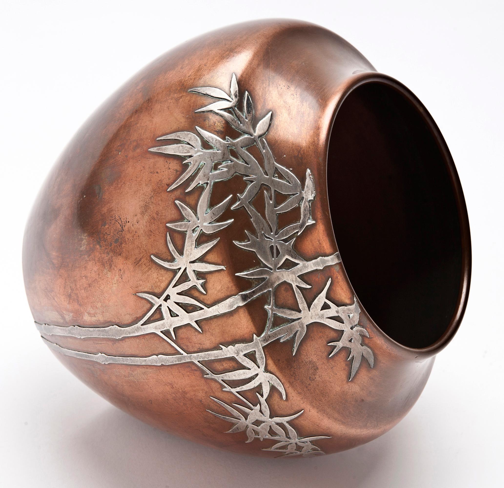 American Early Heinz Bronze Jardinière / Sterling Silver Overlay