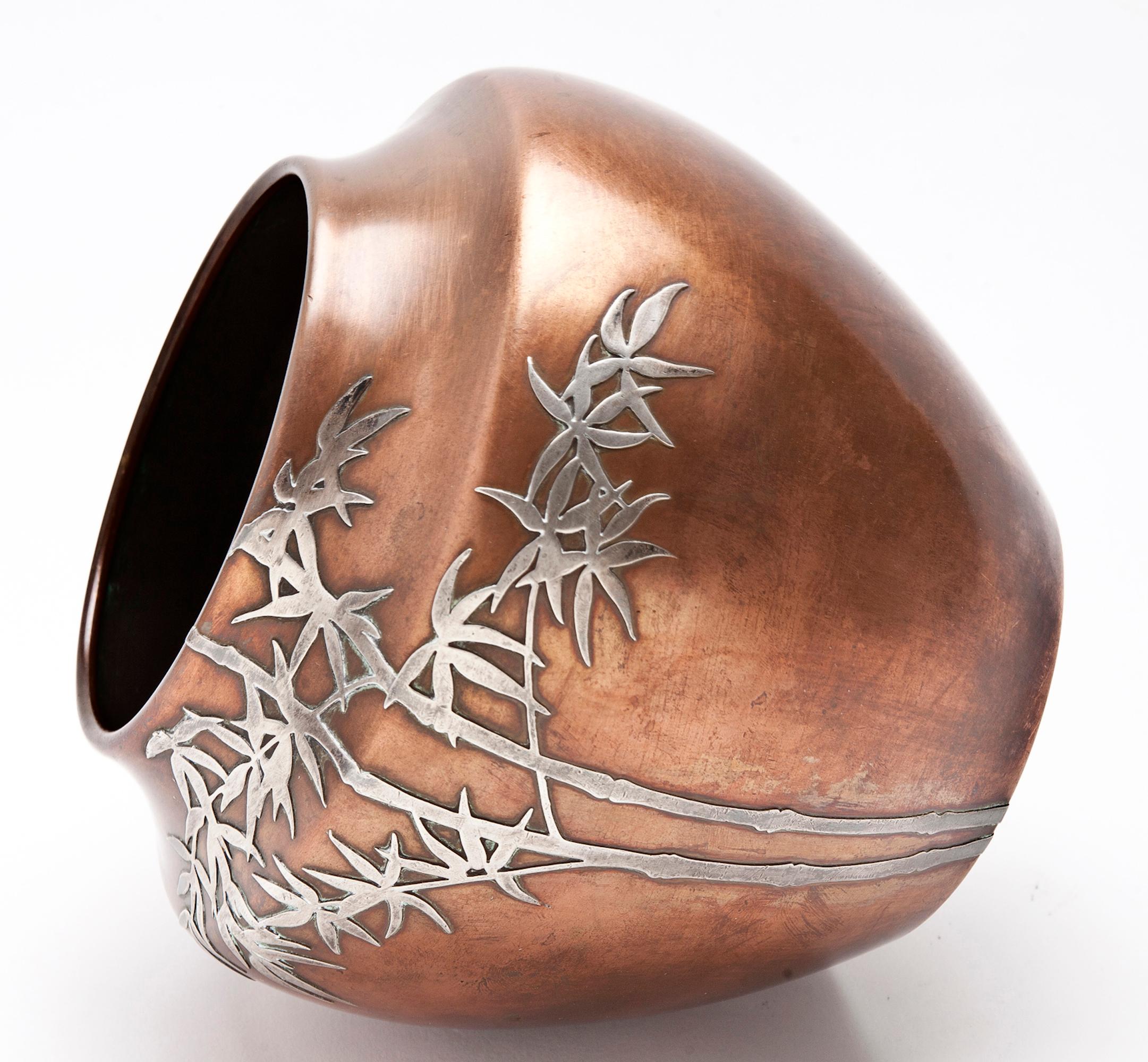 Hand-Crafted Early Heinz Bronze Jardinière / Sterling Silver Overlay