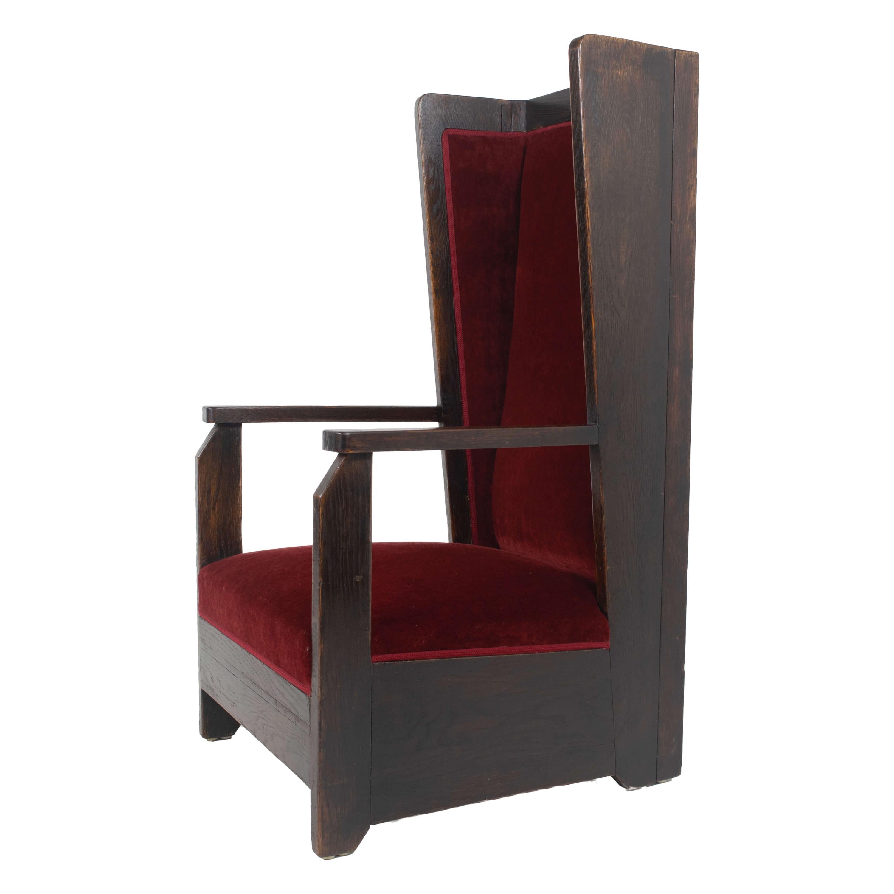 Early Hendrik Wouda Arm Chair The Hague School, The Netherlands 1920s