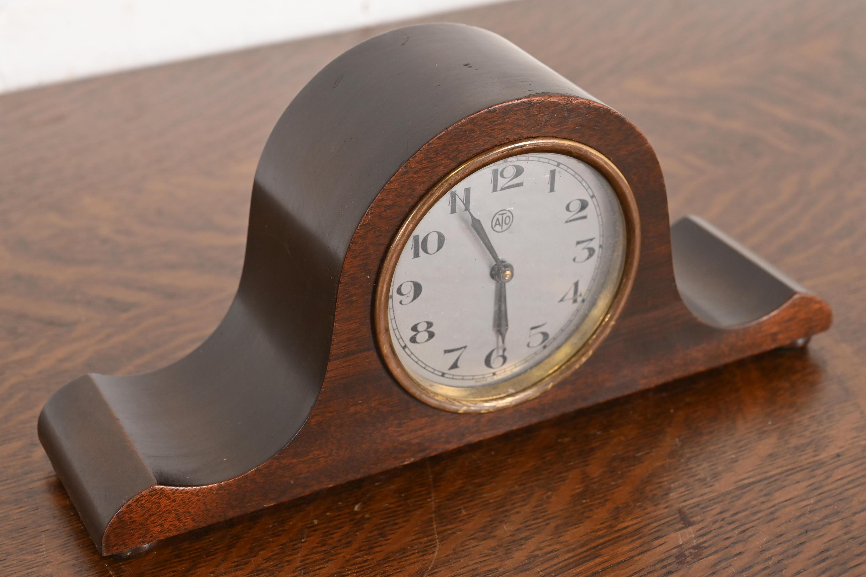 Mid-20th Century Early Herman Miller Art Deco Mahogany Mantel Clock, Circa 1930s For Sale