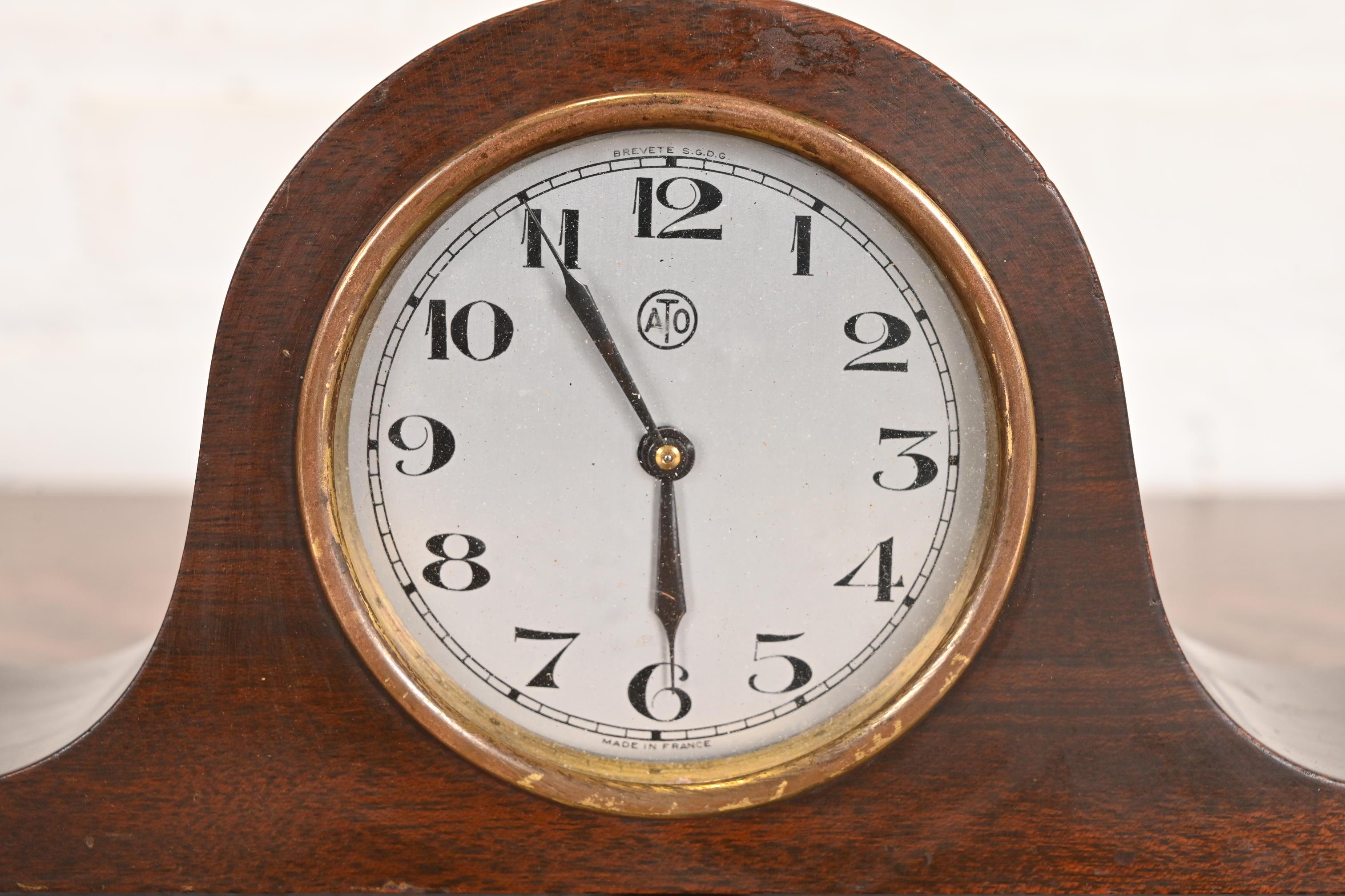 Brass Early Herman Miller Art Deco Mahogany Mantel Clock, Circa 1930s For Sale