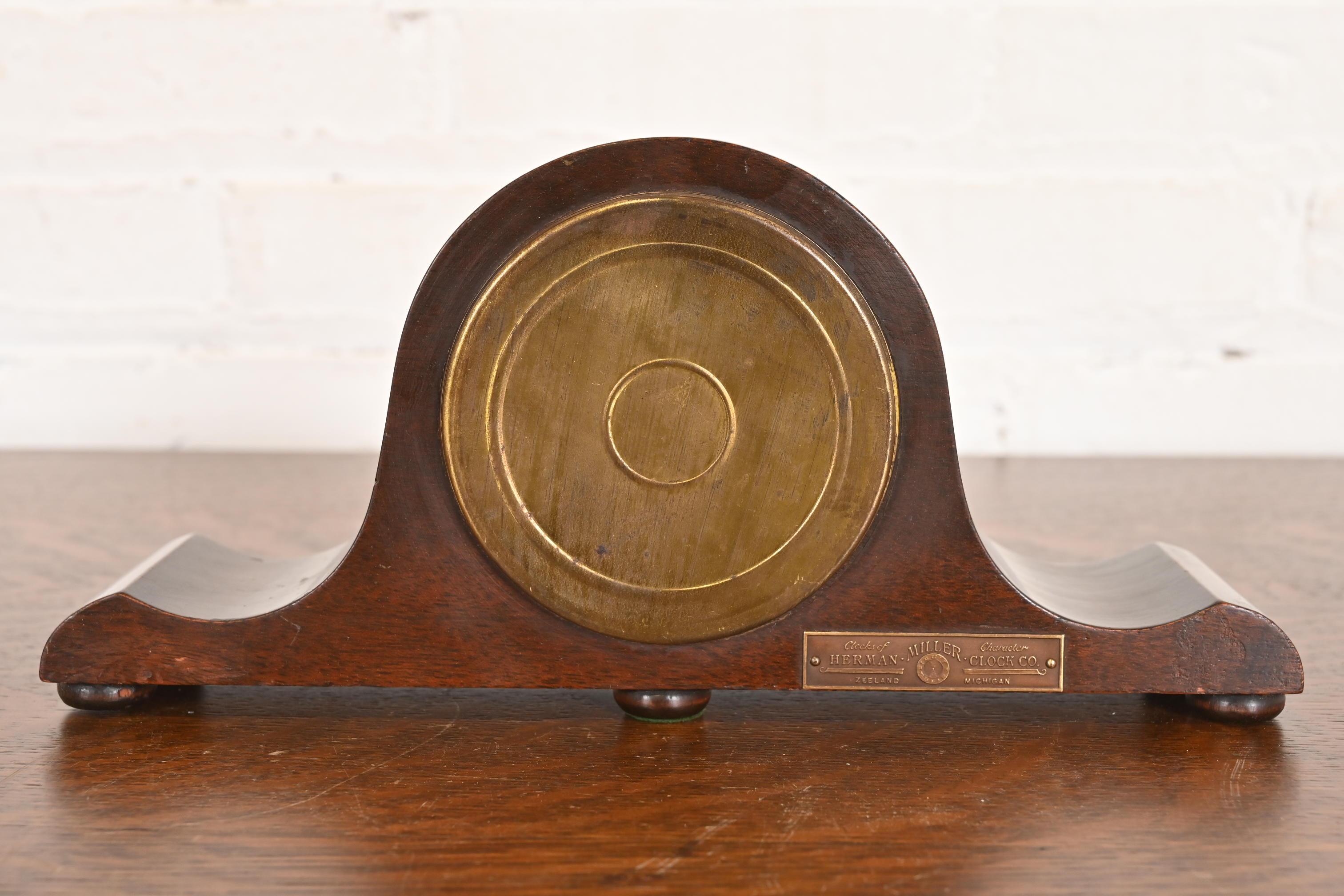 Early Herman Miller Art Deco Mahogany Mantel Clock, Circa 1930s For Sale 3