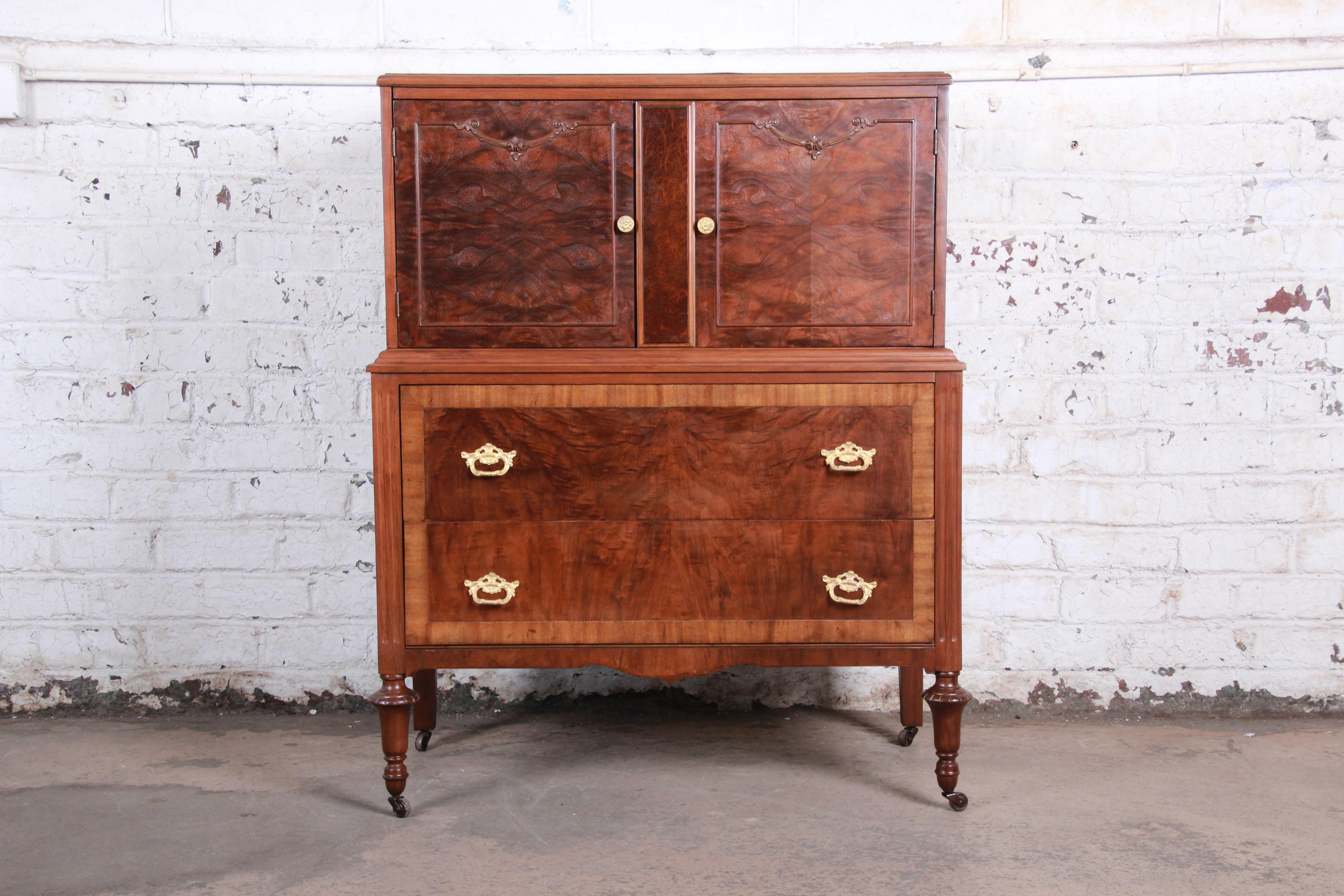 An extremely rare and exceptional walnut gentleman's chest from 