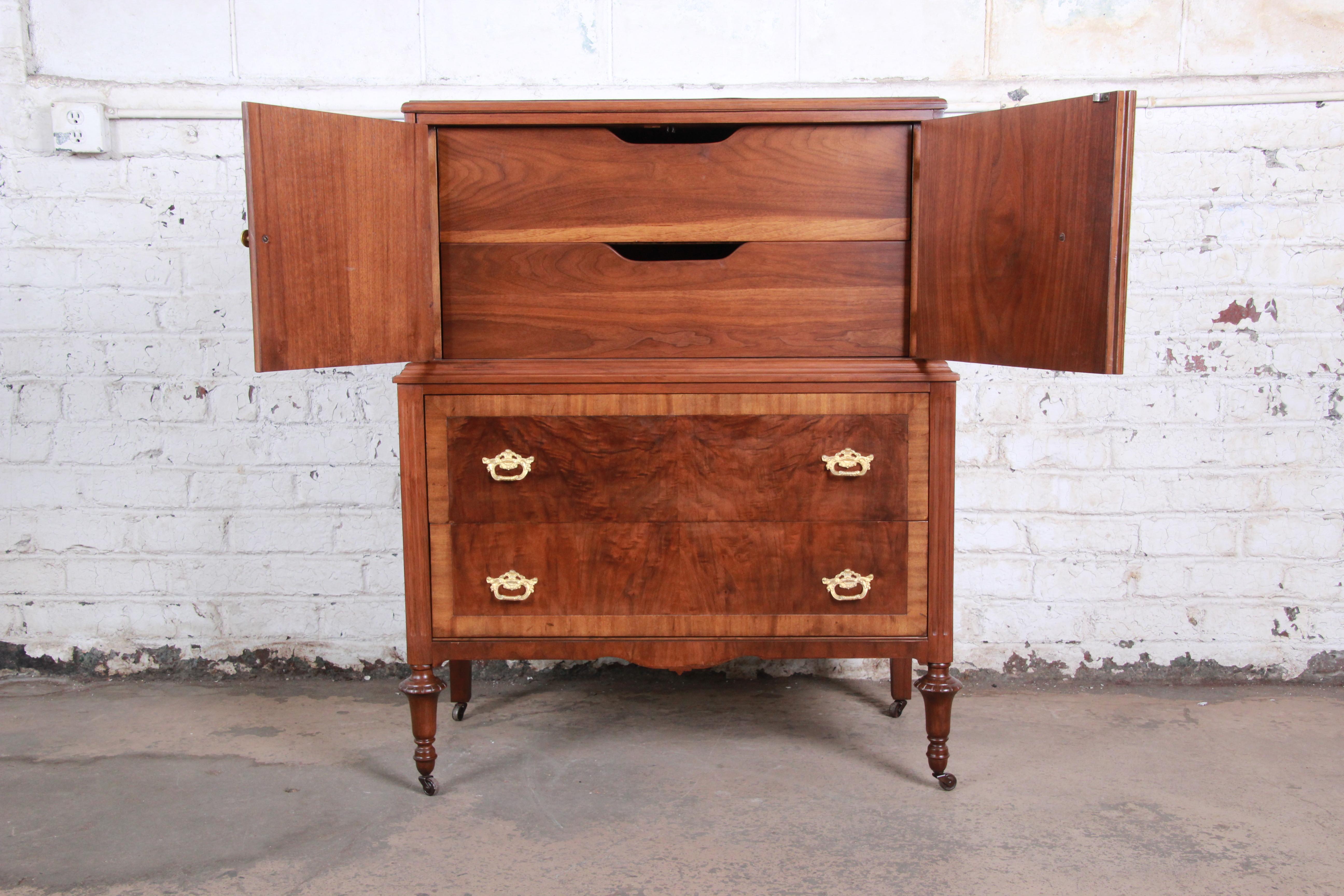 Early 20th Century Early Herman Miller Burled Walnut Gentleman's Chest, circa 1920s