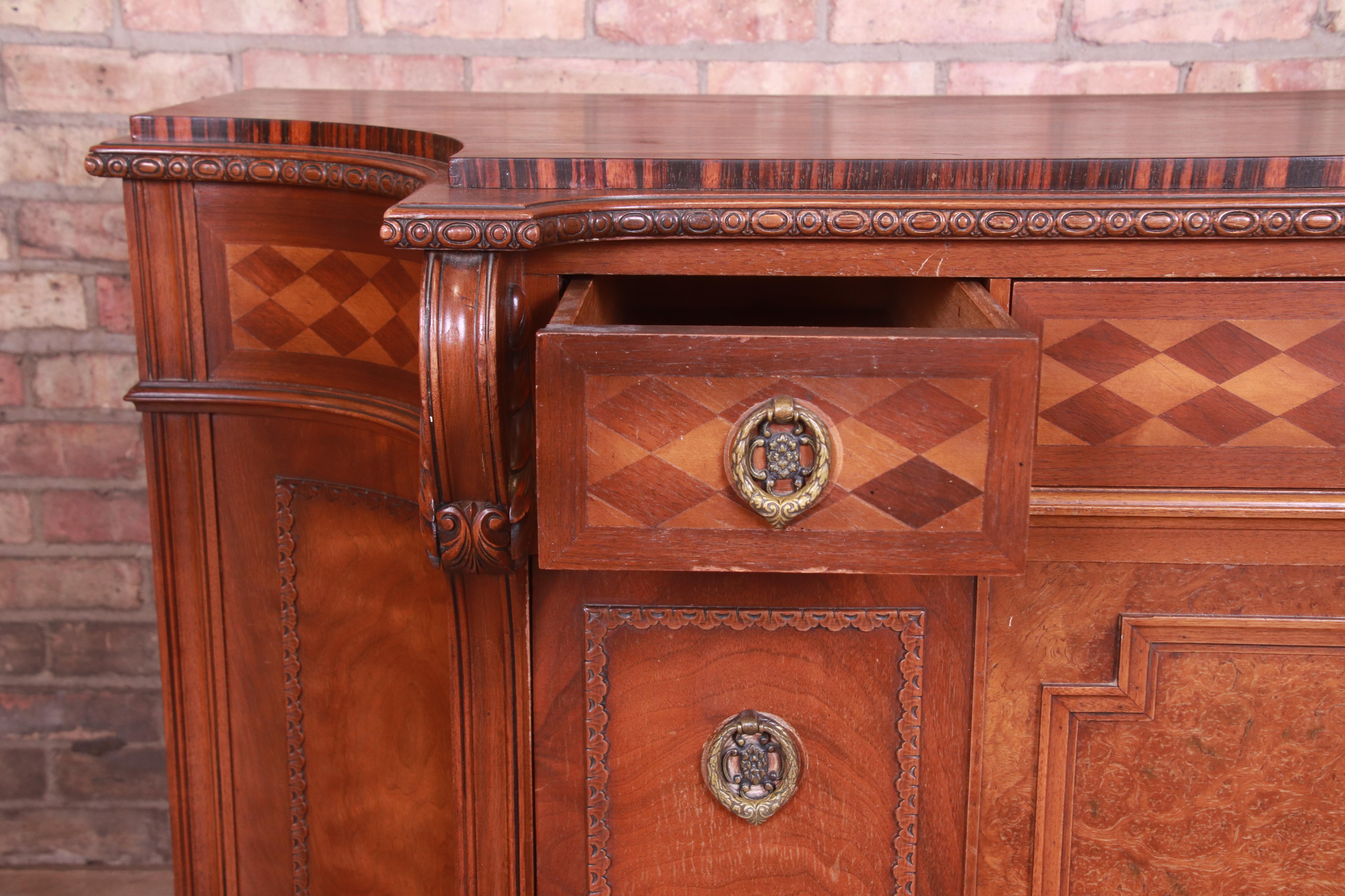 Early Herman Miller Burled Walnut Inlaid Commode or Chest of Drawers, 1920s 3