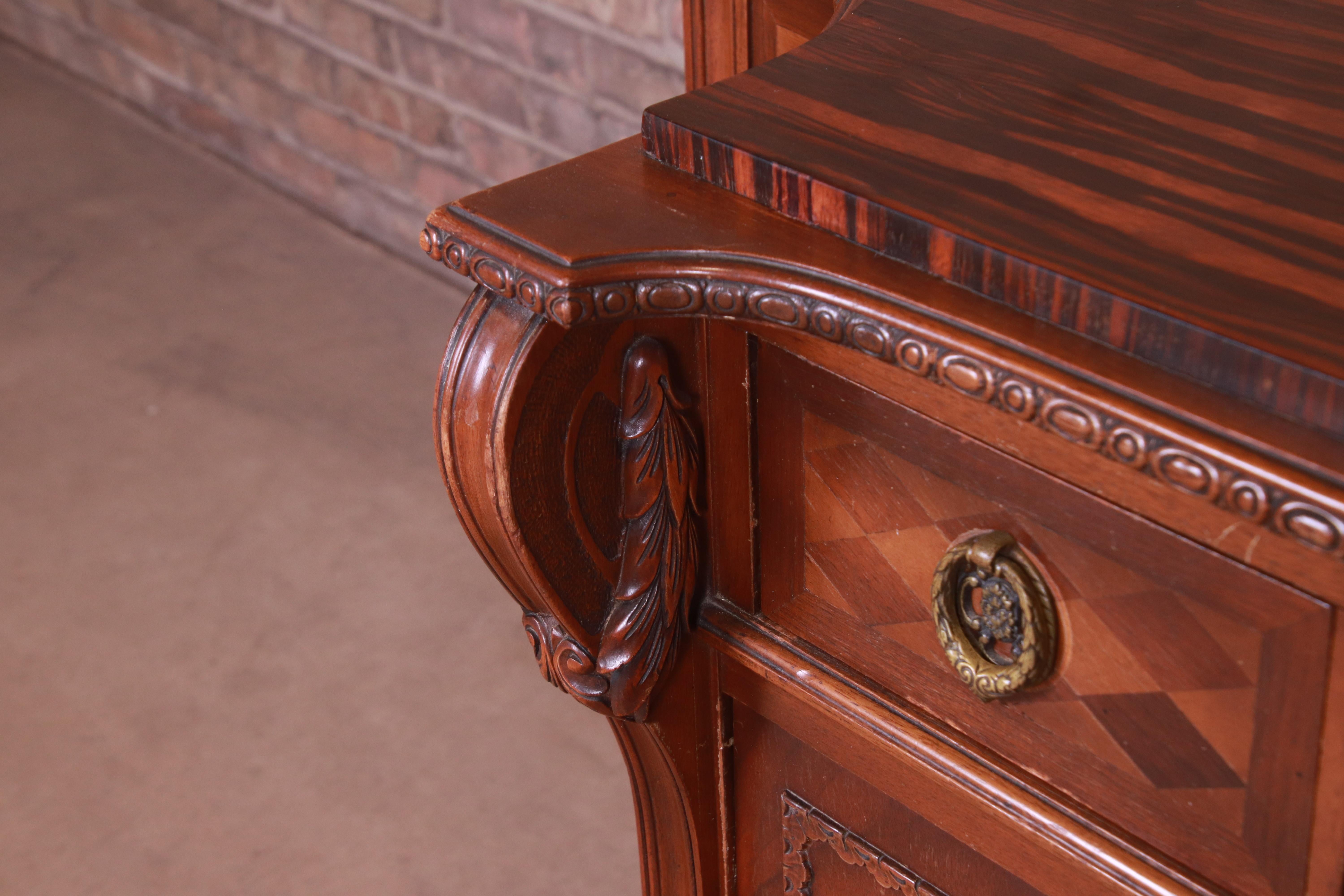 Early Herman Miller Burled Walnut Inlaid Commode or Chest of Drawers, 1920s 4